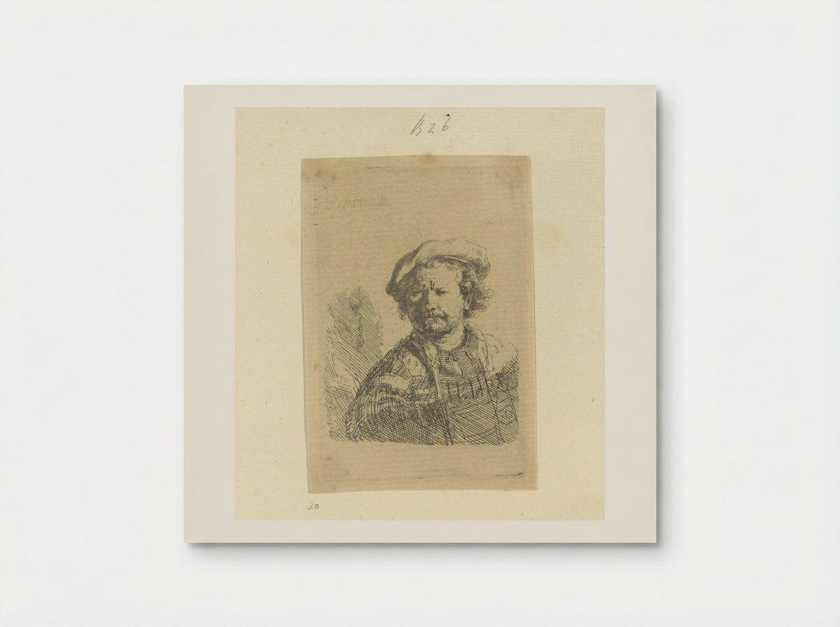 Self-Portrait with Beret and Turned-Up Collar - Rembrandt van Rijn - Poster