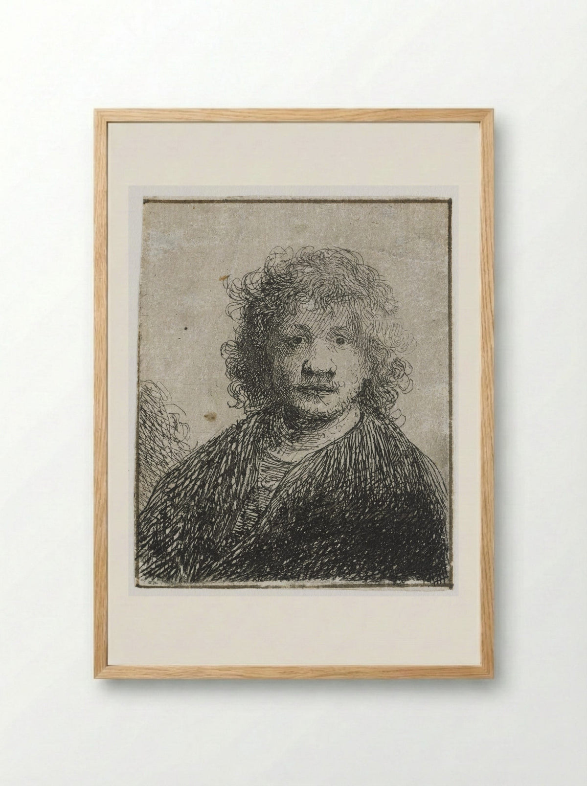 Self-Portrait with Broad Nose - Rembrandt van Rijn - Framed Print Wood