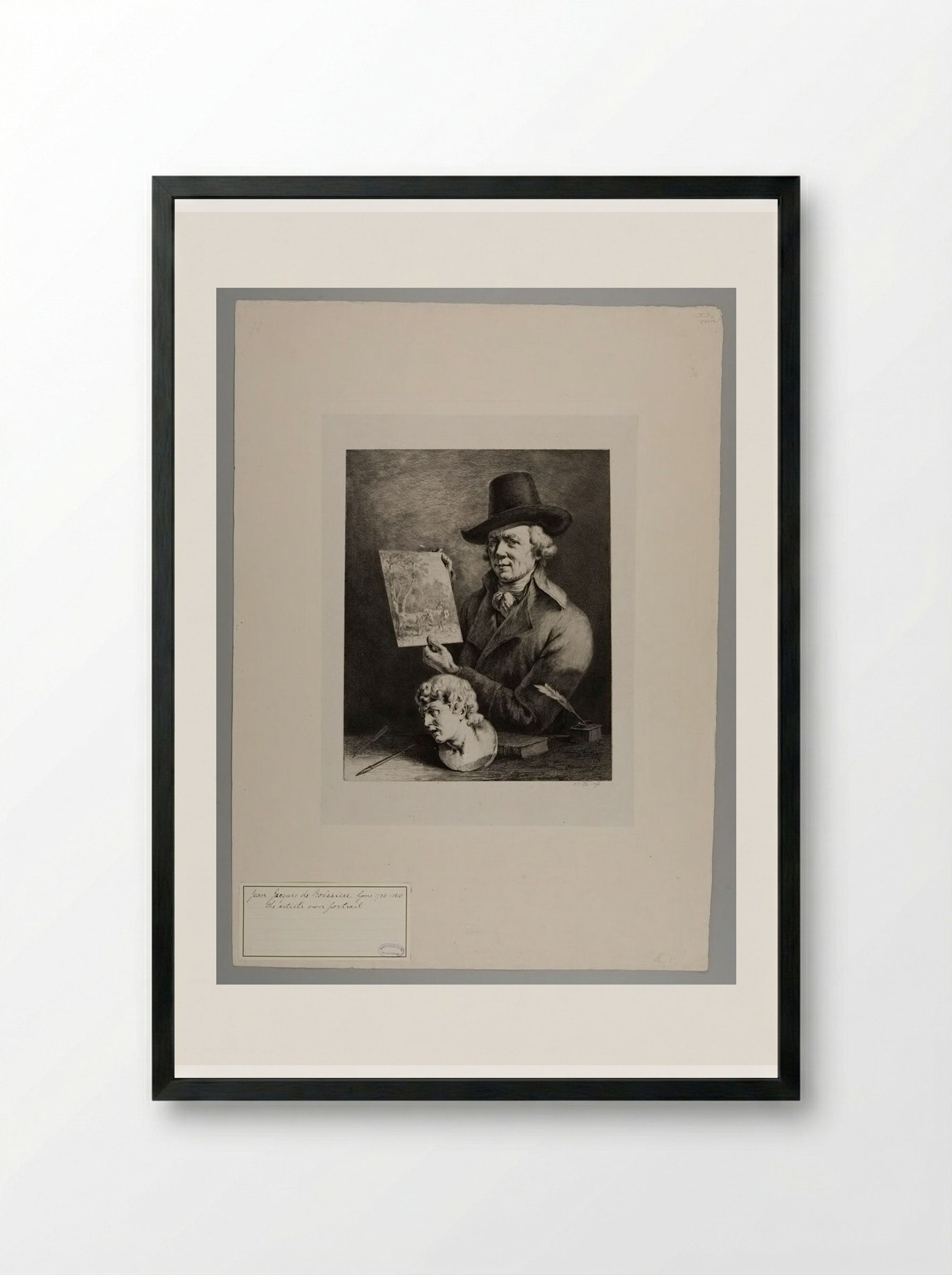 Self-Portrait (with Cows) - Jean-Jacques de Boissieu - Framed Print Black