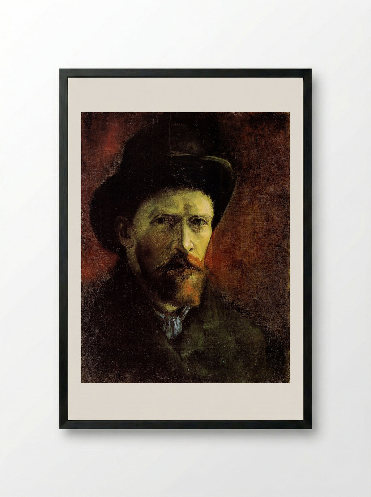 Self-Portrait with Dark Felt Hat - Vincent van Gogh - Framed Print Black