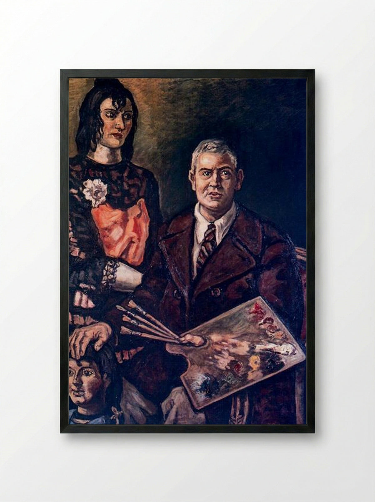 Self-Portrait with Doll - José Gutiérrez Solana - Framed Print Black