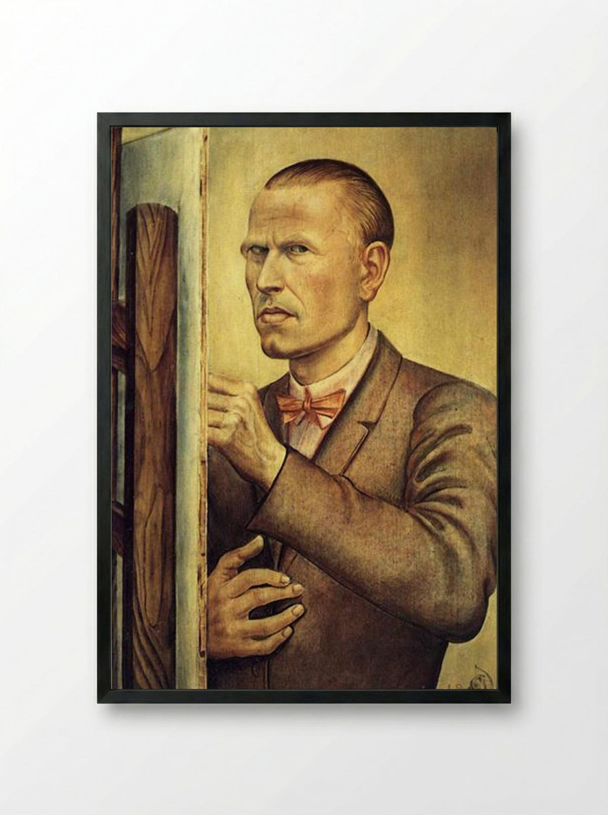 Self Portrait with Easel - Otto Dix - Framed Print Black