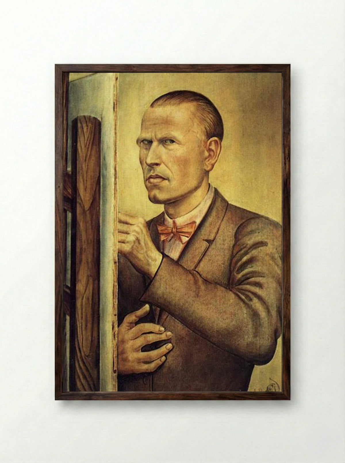 Self Portrait with Easel - Otto Dix - Framed Print Dark Wood