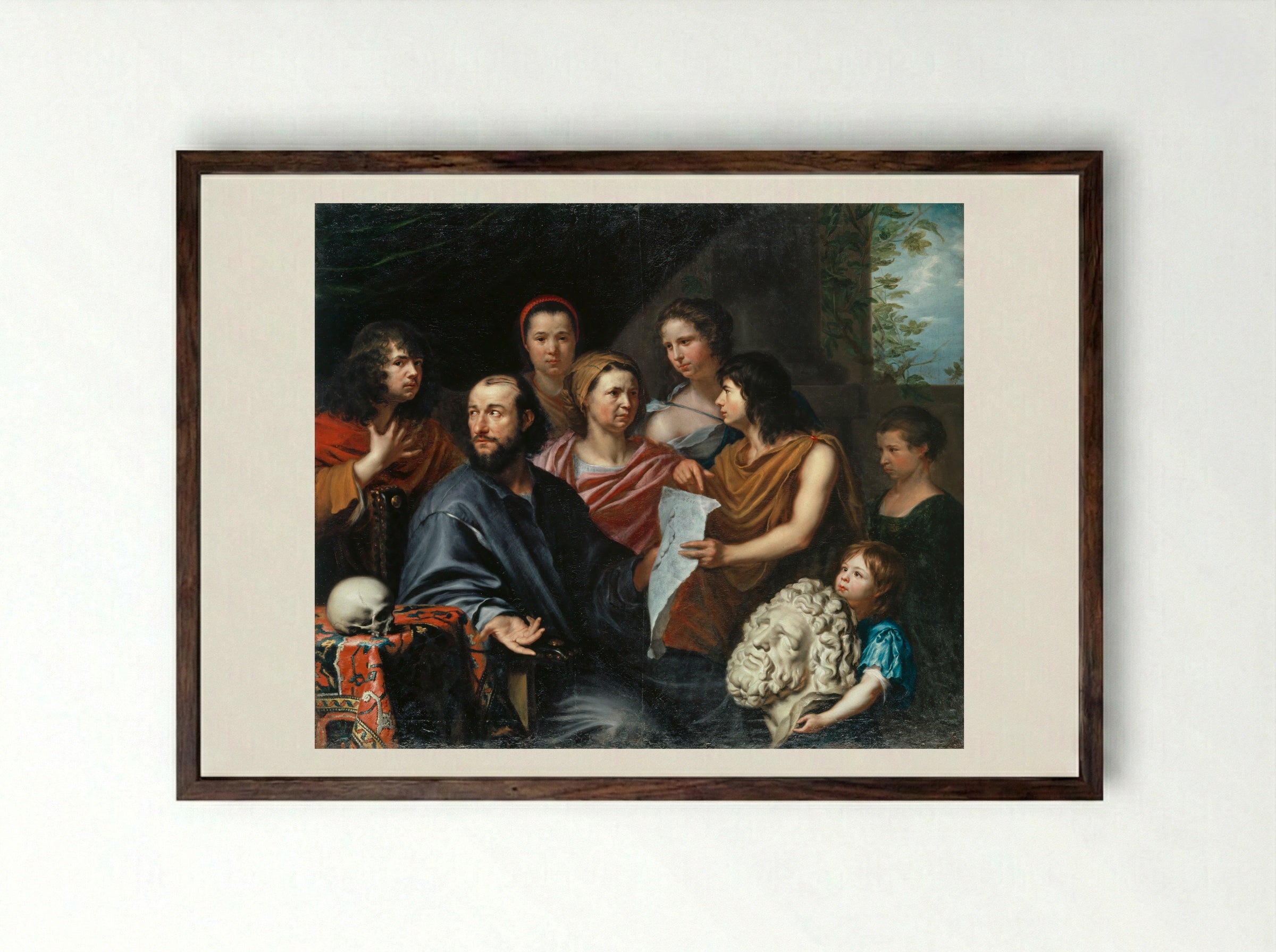 Self-Portrait with Family - Matthäus Merian (I) - Framed Print Dark Wood