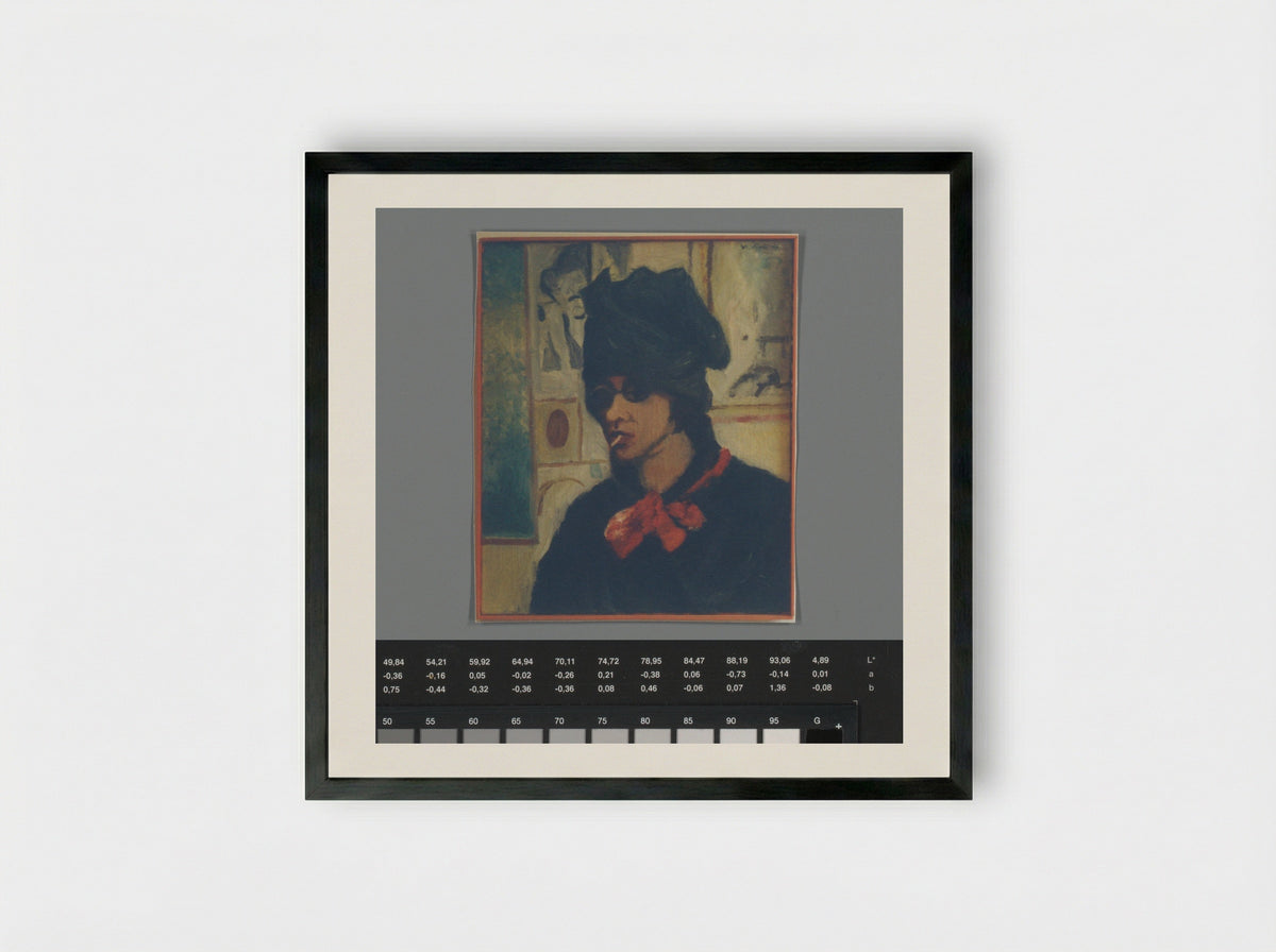 Self-Portrait with Glasses and Cigarette - Aat Veldhoen - Framed Print Black