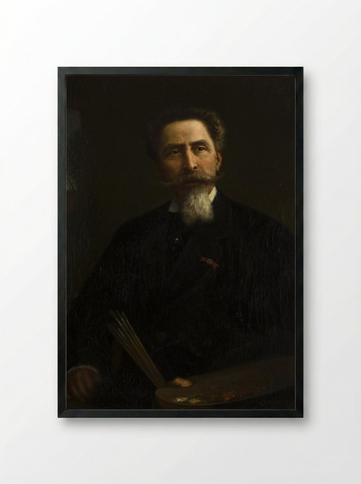 Self-Portrait with Palette - Jacobus Hermanus Otterbeek - Framed Print Black