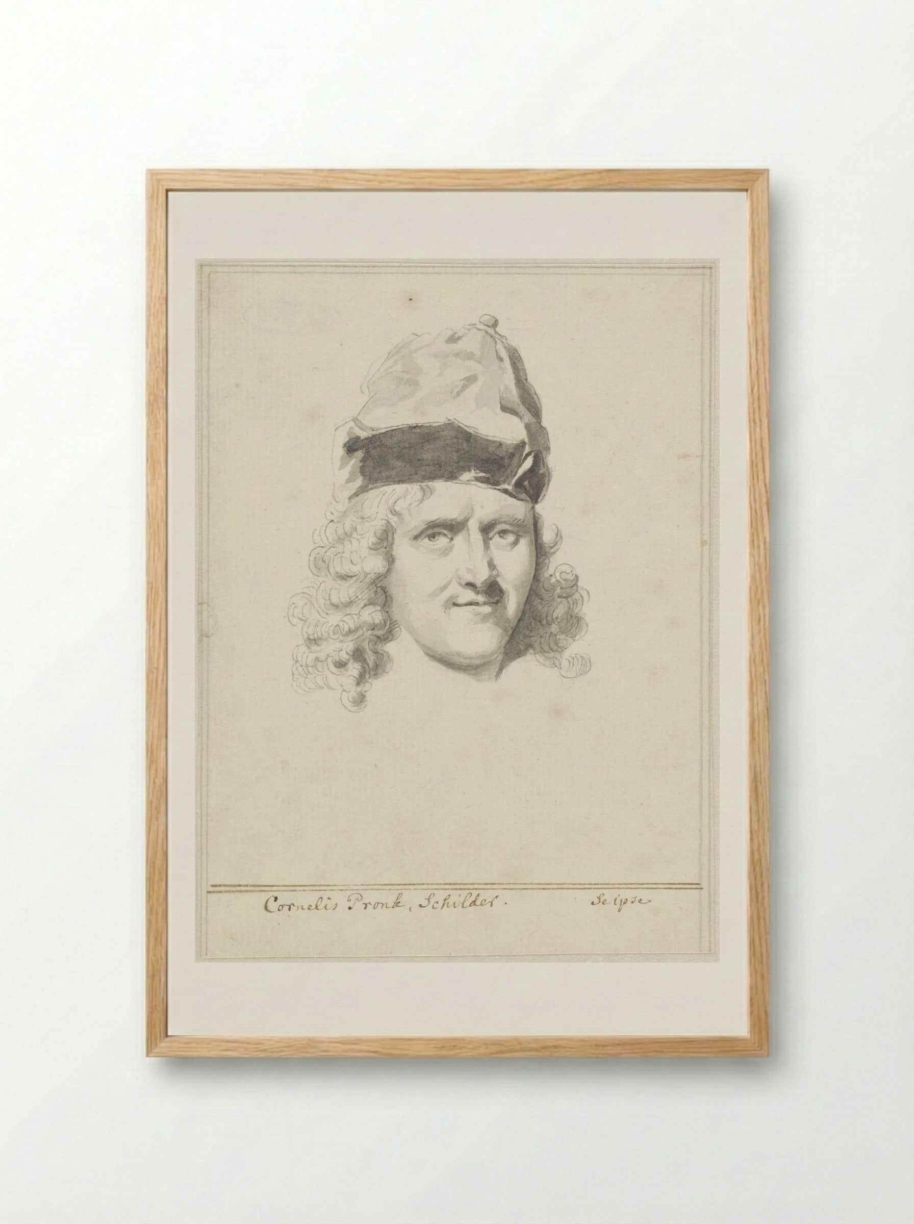 Self-Portrait with Pointed Cap - Cornelis Pronk - Framed Print Wood