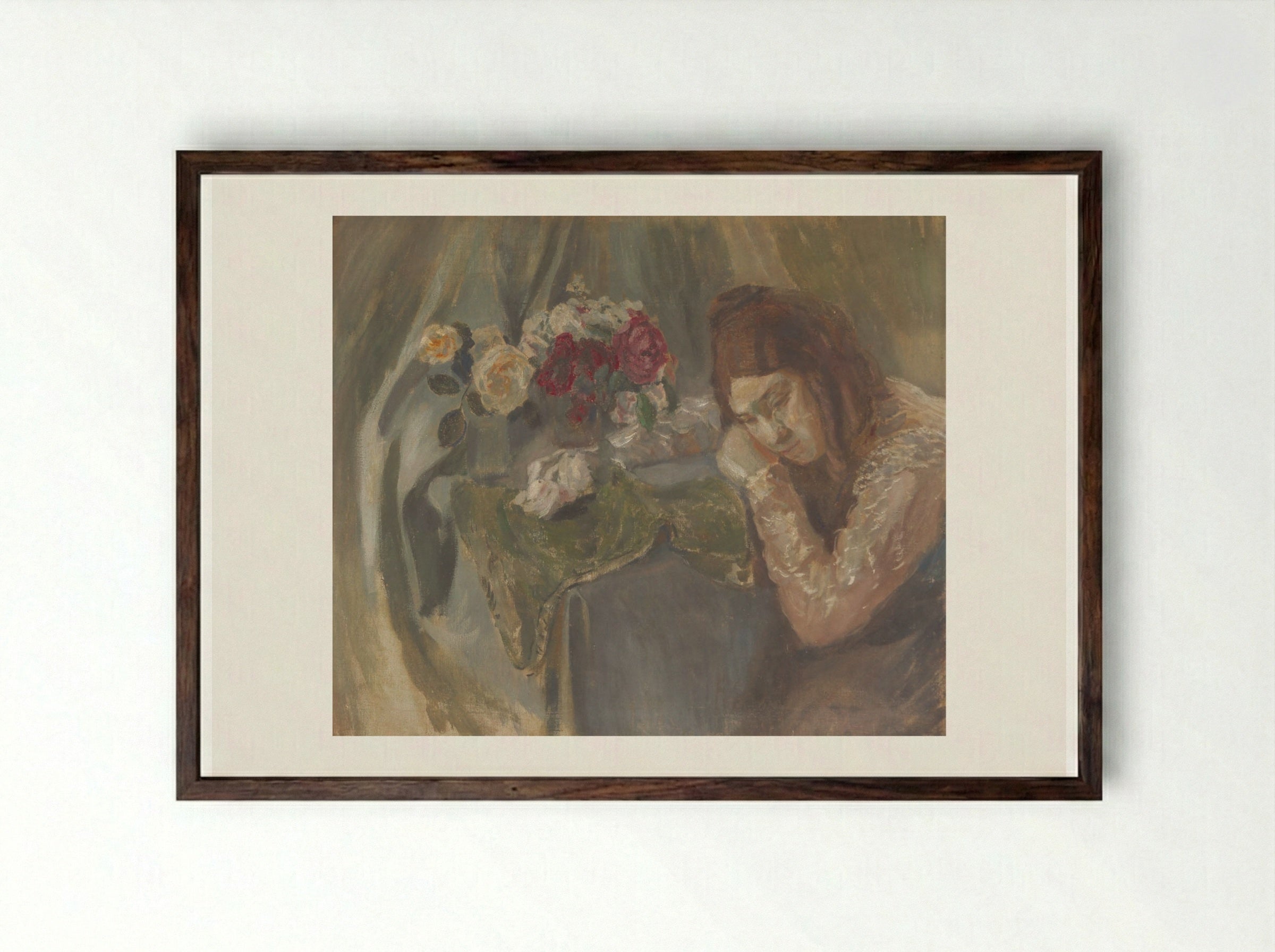 Self Portrait with Sister - Victor Borisov-Musatov - Framed Print Dark Wood