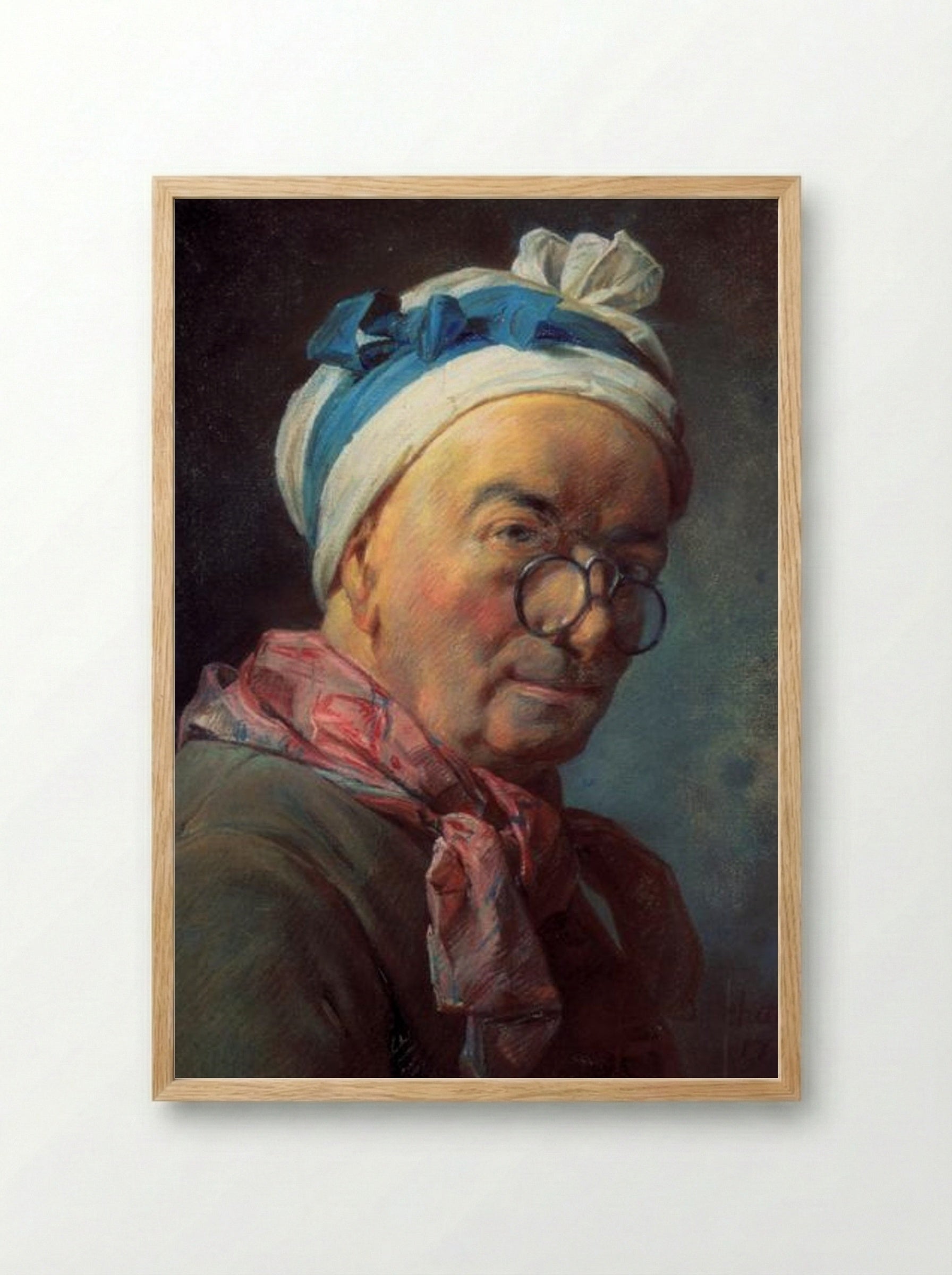 Self-Portrait with Spectacles - Jean-Baptiste-Siméon Chardin - Framed Print Wood