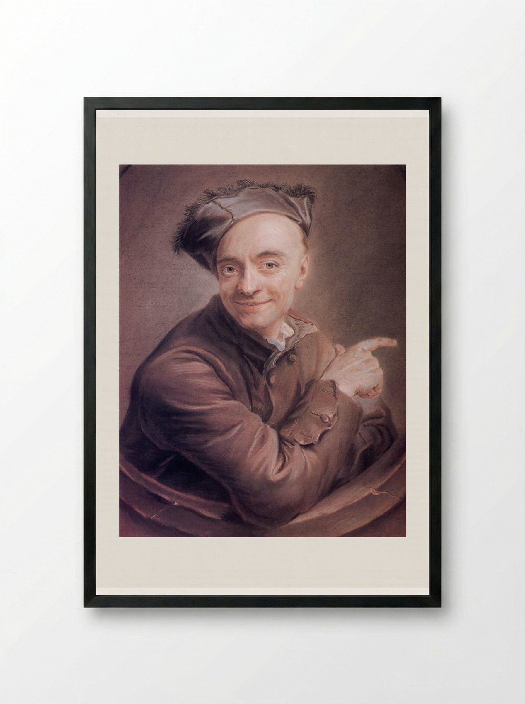 Self-Portrait with the bull's-eye - Maurice Quentin de La Tour - Framed Print Black