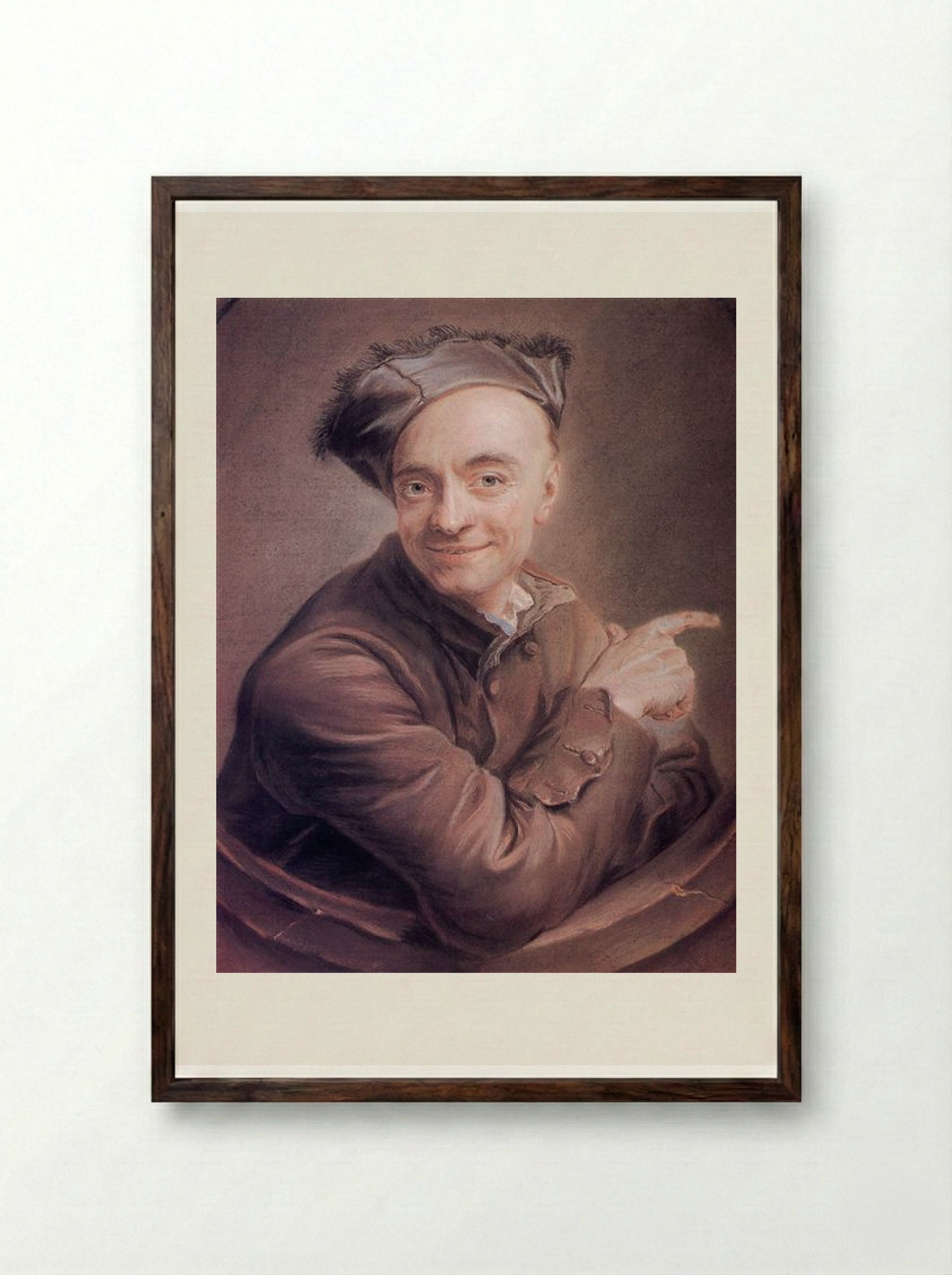 Self-Portrait with the bull's-eye - Maurice Quentin de La Tour - Framed Print Dark Wood