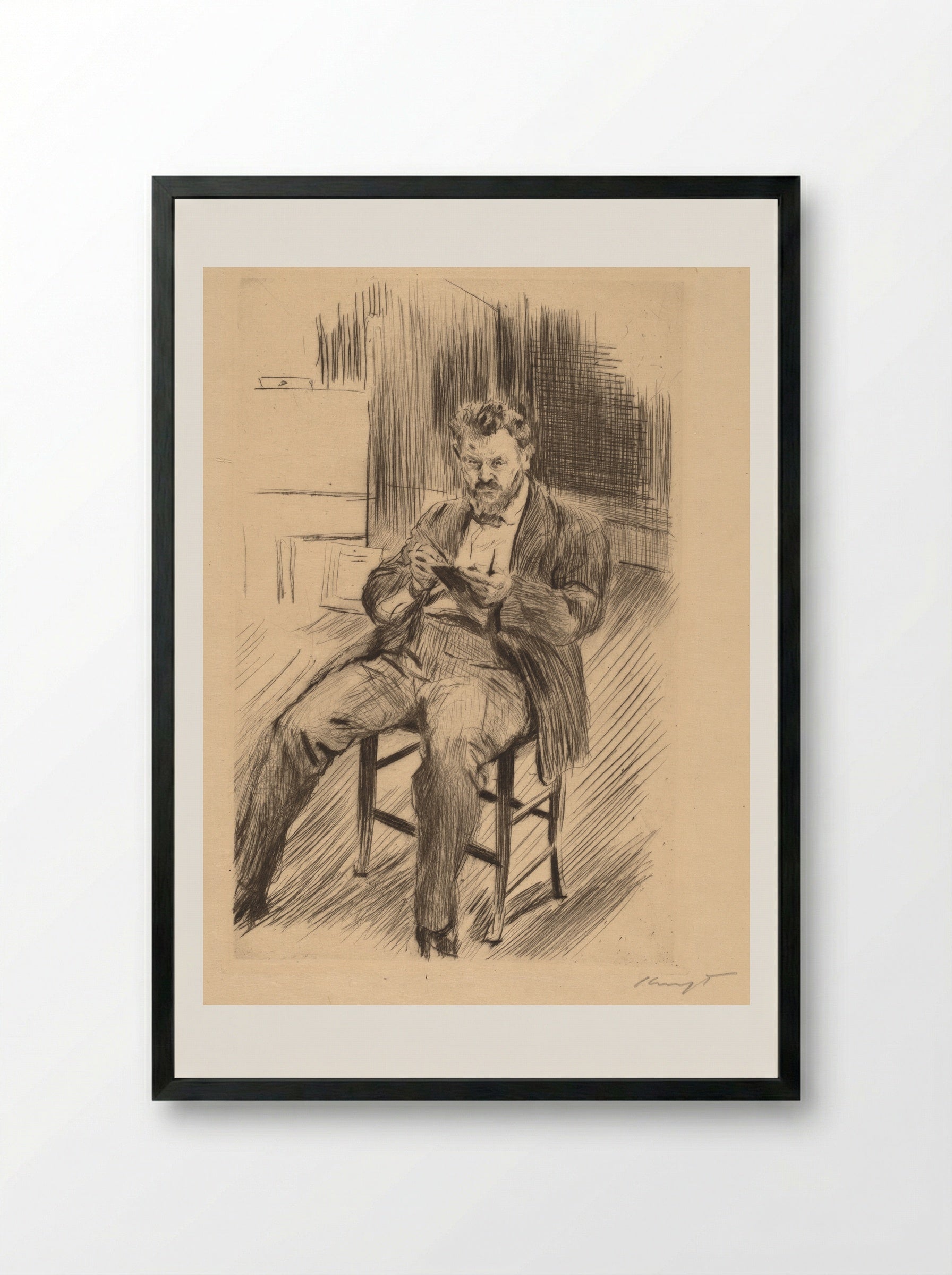Self-Portrait - Max Slevogt - Framed Print Black