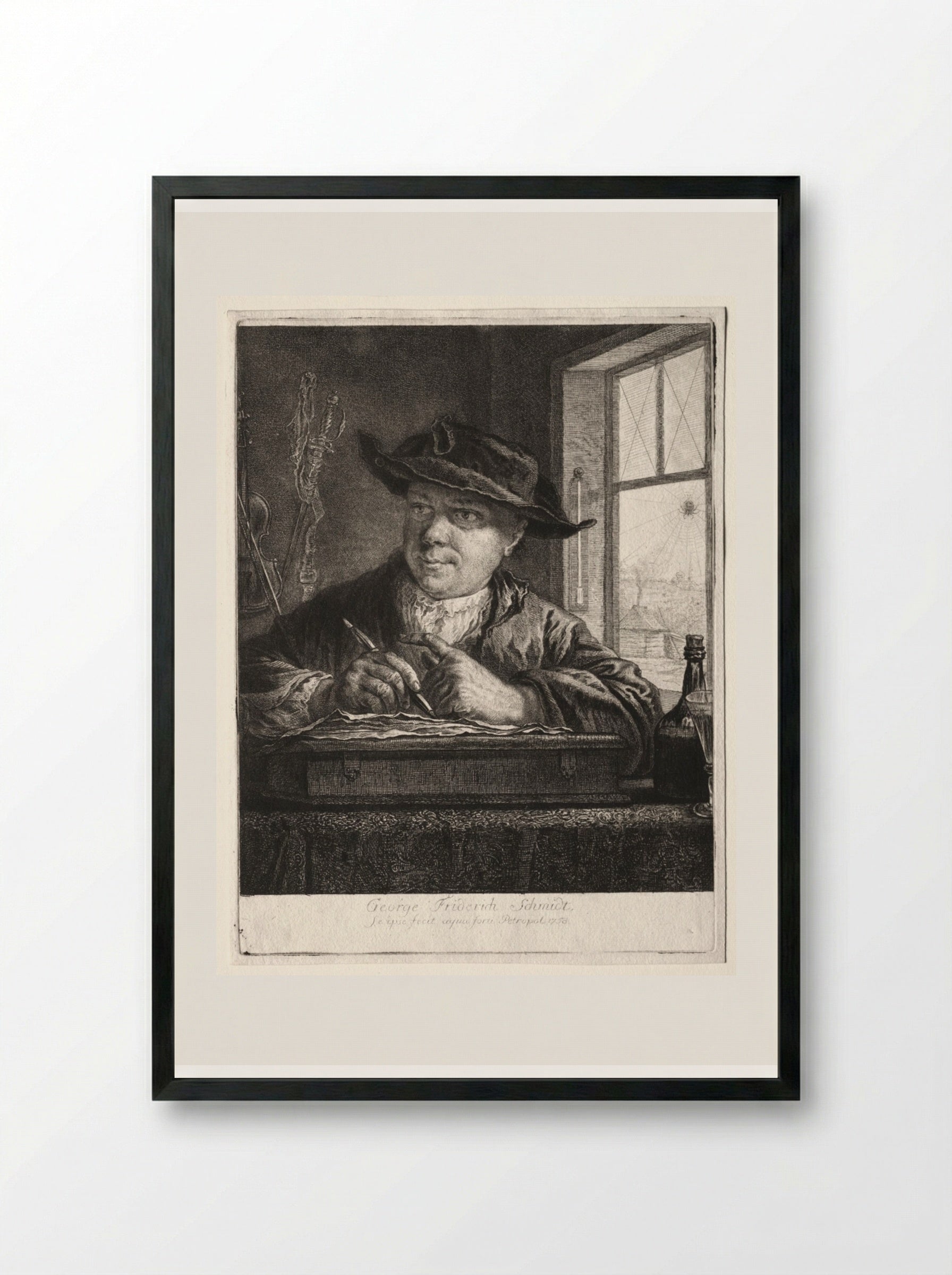Self-Portrait - Georg Friedrich Schmidt - Framed Print Black