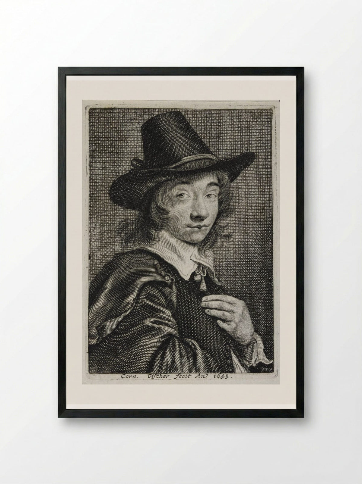 Self-Portrait - Cornelis Visscher - Framed Print Black