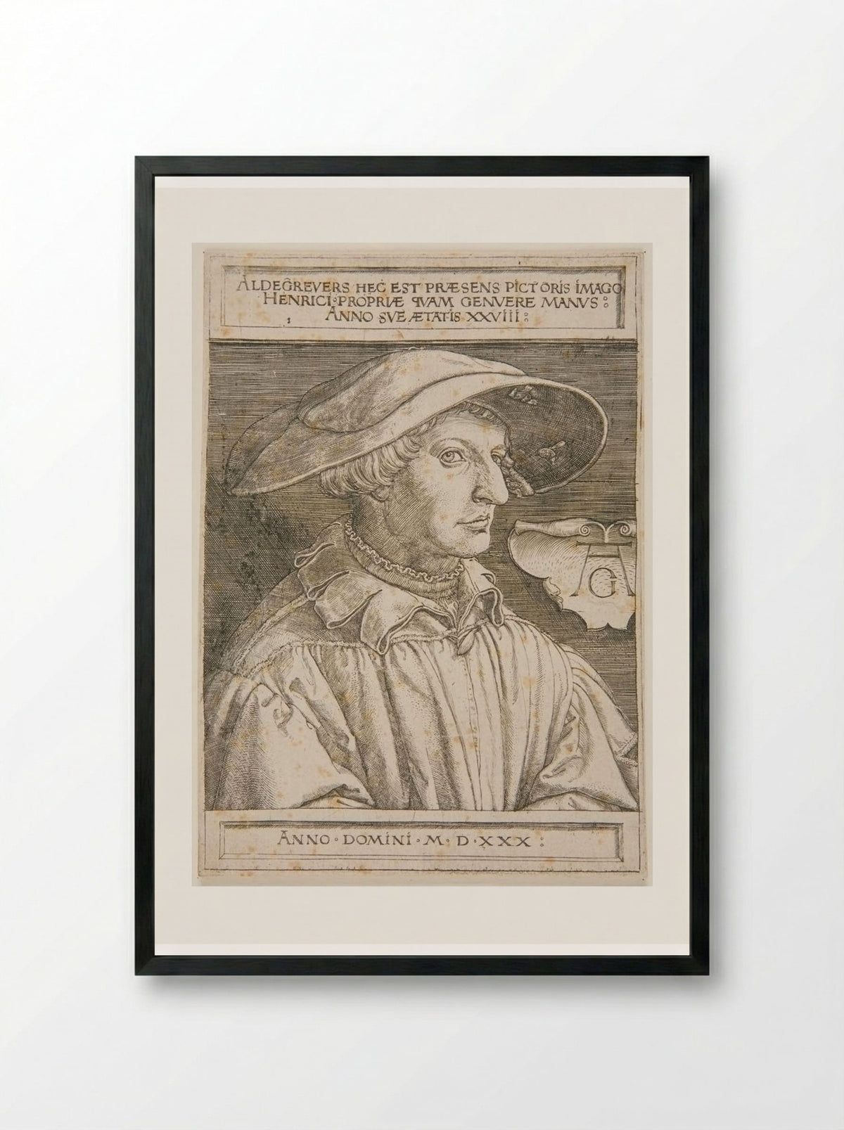 Self-Portrait - Heinrich Aldegrever - Framed Print Black