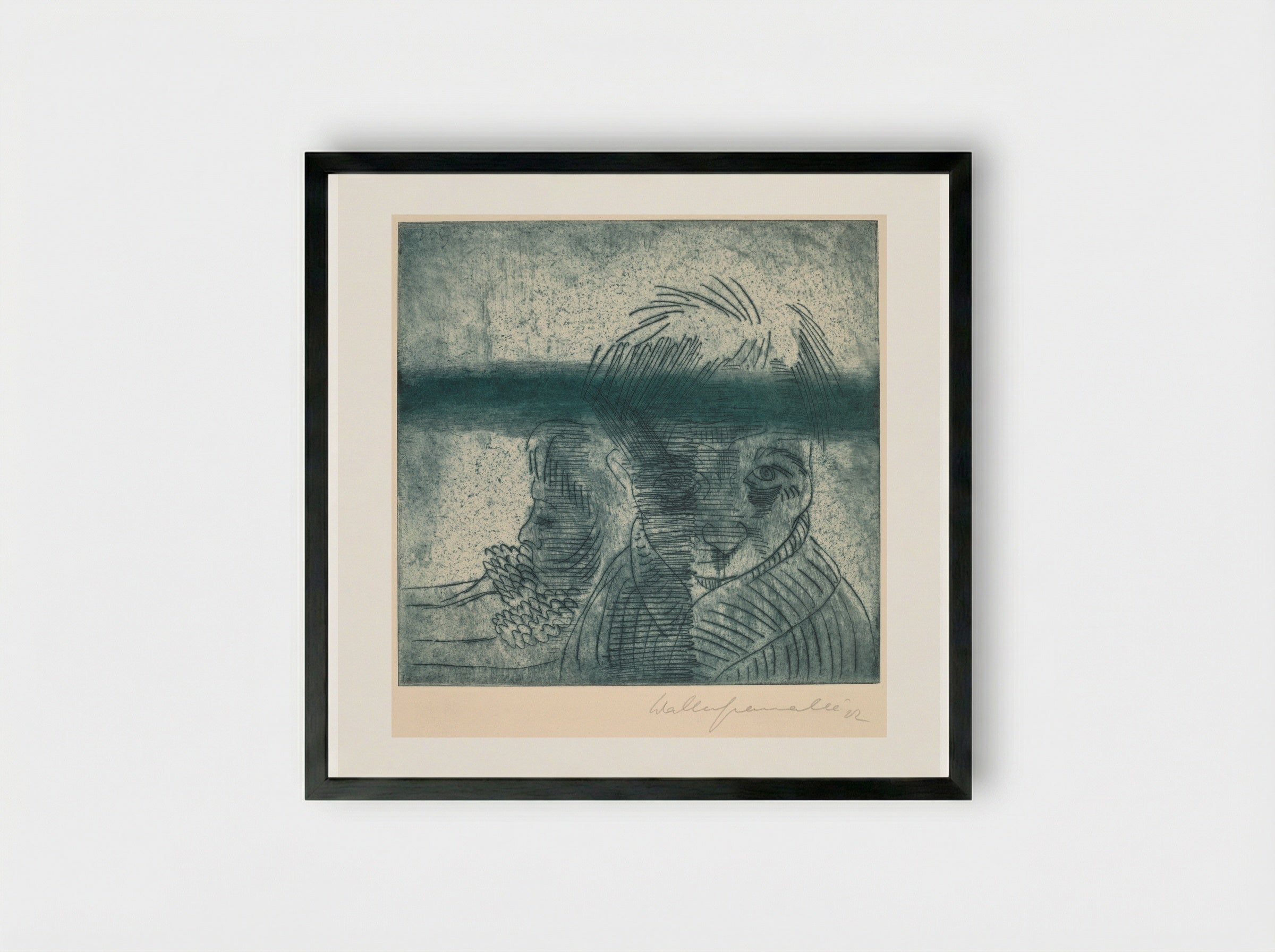 Self Portrait - Walter Gramatté - Framed Print Black