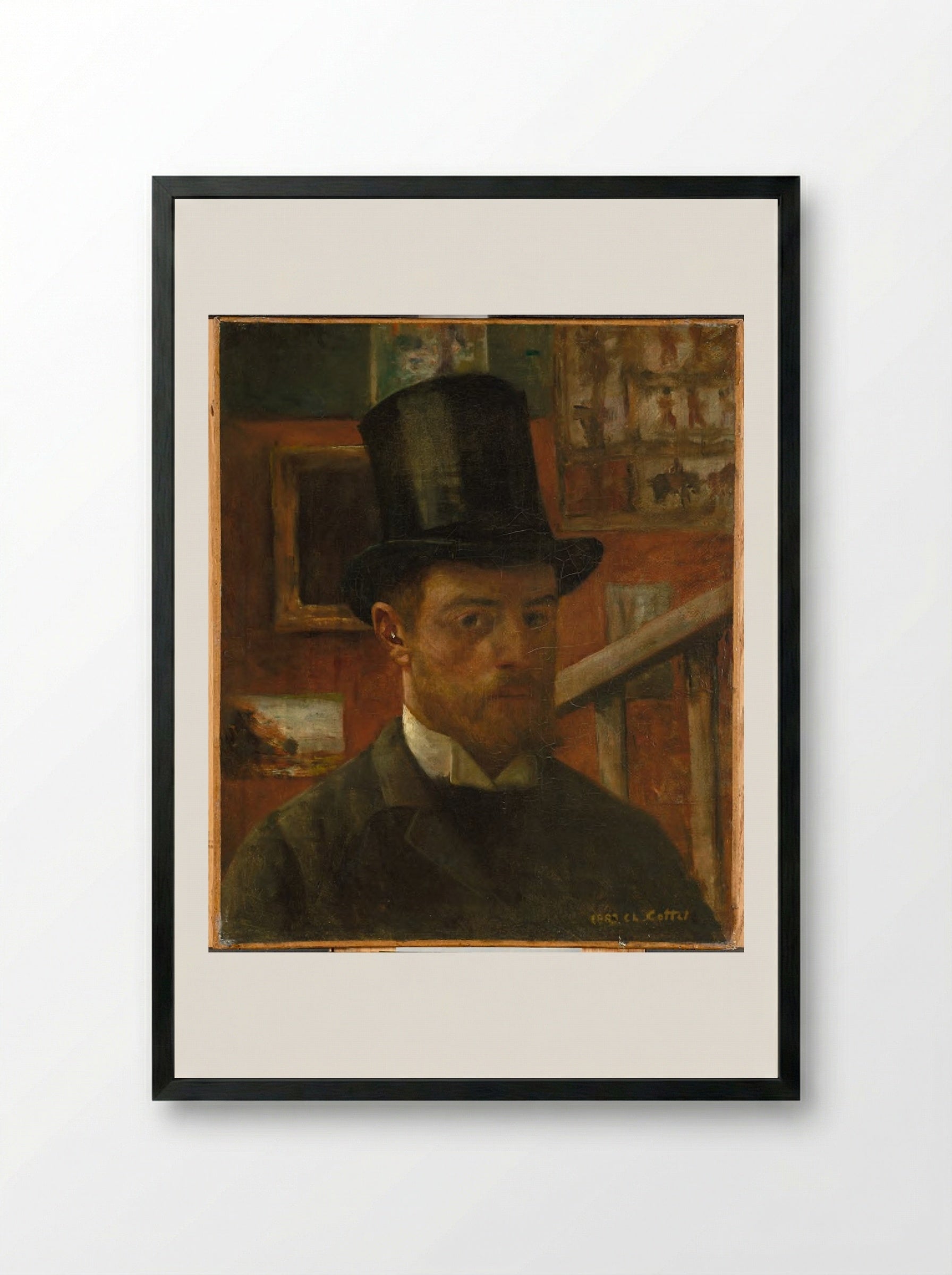 Self-Portrait - Charles Cottet - Framed Print Black