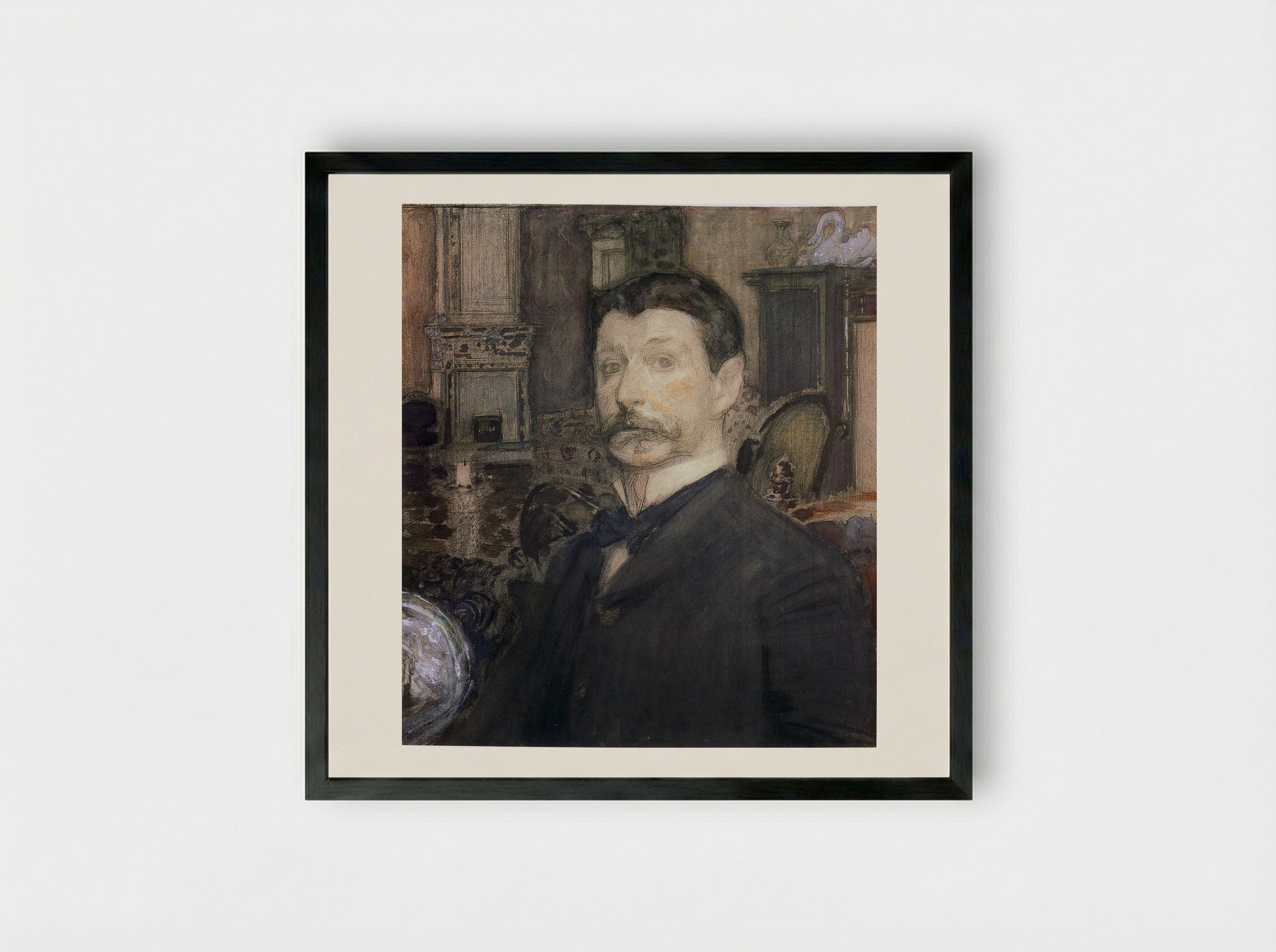 Self Portrait - Mikhail Vrubel - Framed Print Black