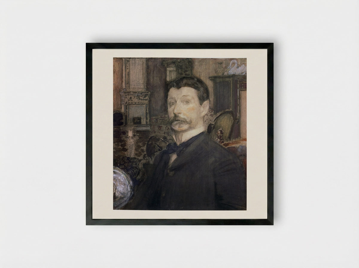 Self Portrait - Mikhail Vrubel - Framed Print Black