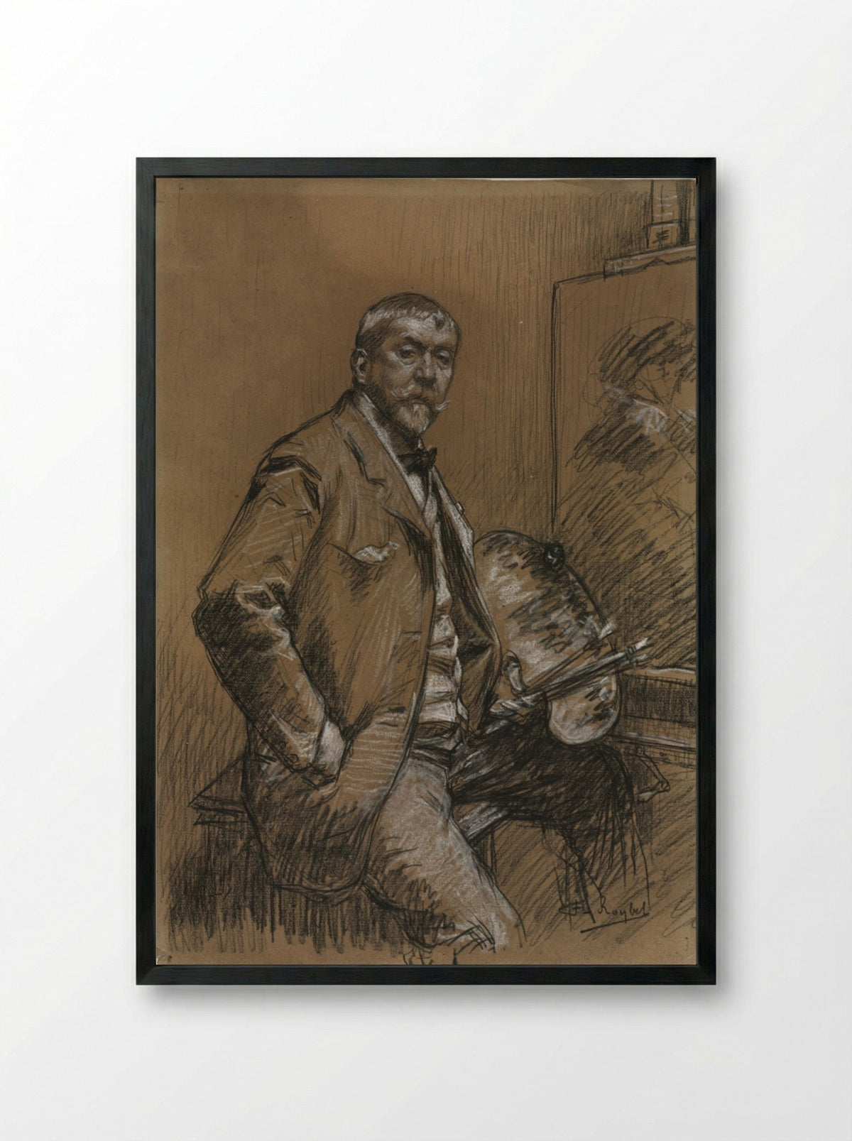 Self-Portrait - Ferdinand Roybet - Framed Print Black