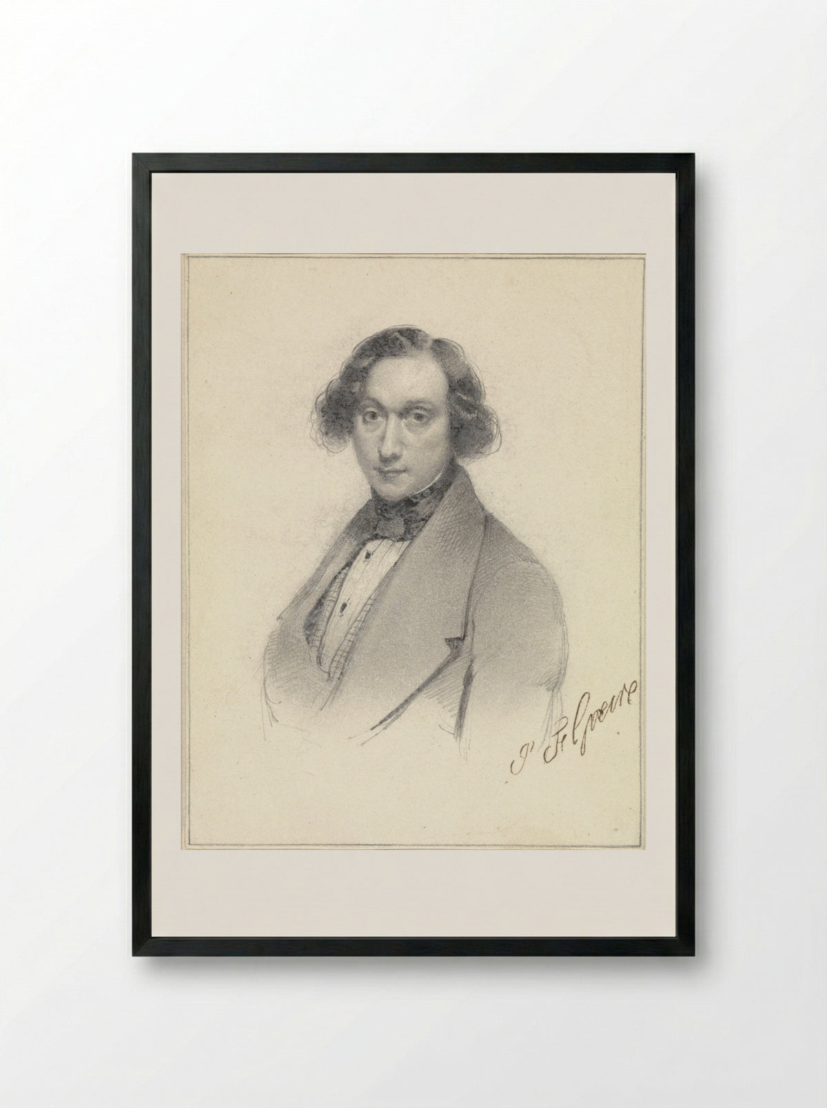 Self-Portrait - Petrus Franciscus Greive - Framed Print Black