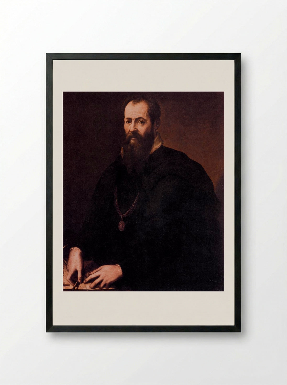 Self Portrait - Giorgio Vasari - Framed Print Black