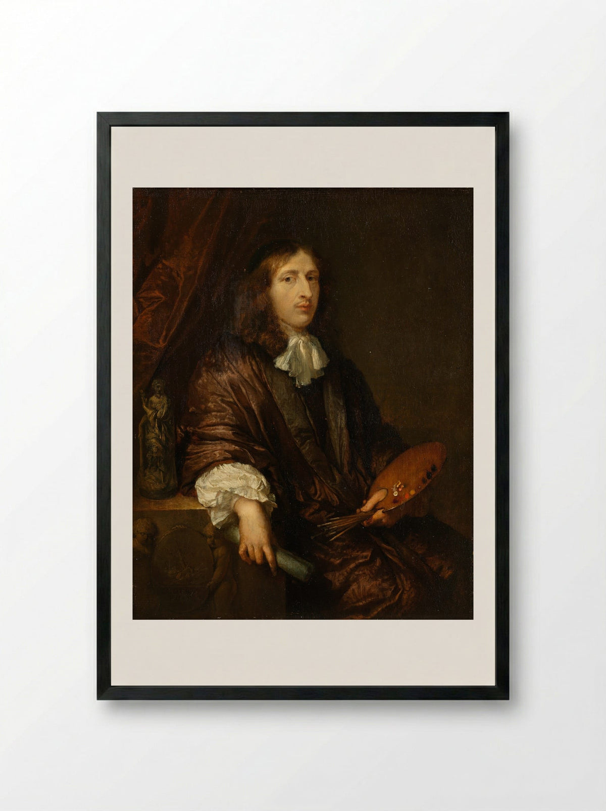 Self-Portrait - Caspar Netscher - Framed Print Black