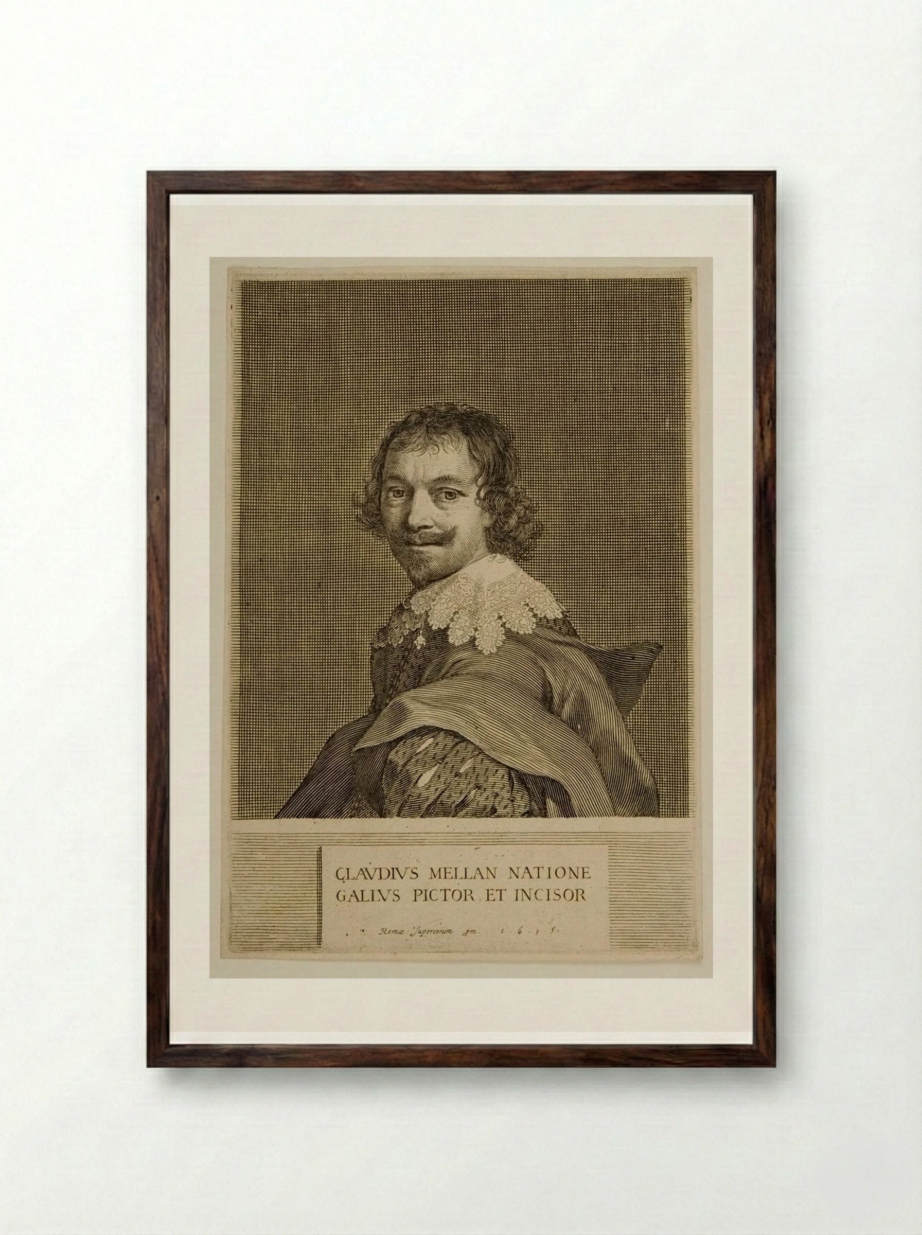Self-Portrait - Claude Mellan - Framed Print Dark Wood