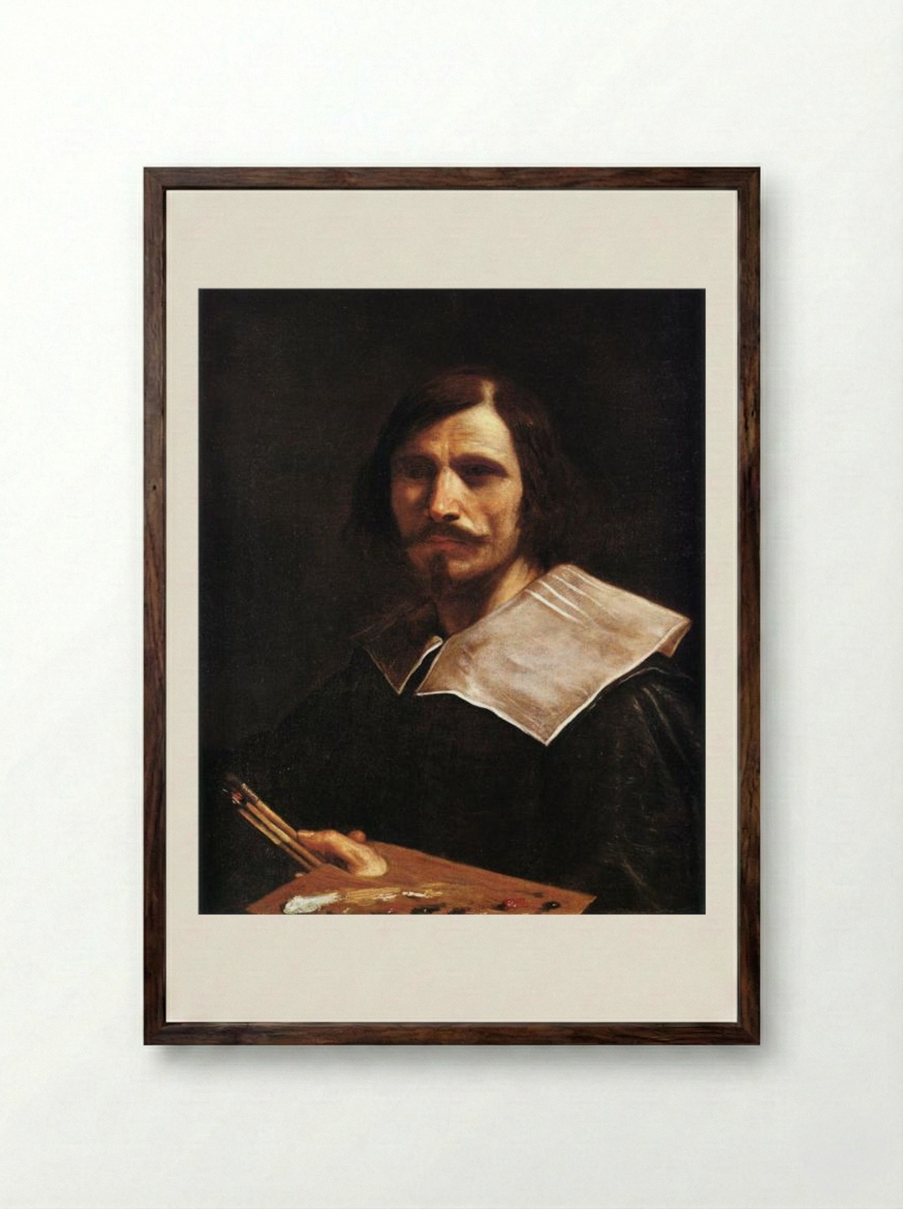 Self-Portrait - Guercino - Framed Print Dark Wood