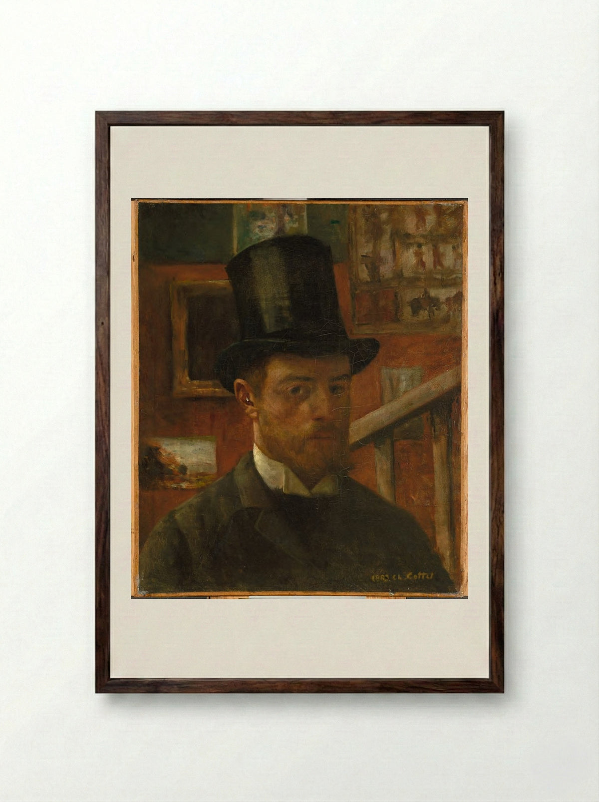 Self-Portrait - Charles Cottet - Framed Print Dark Wood