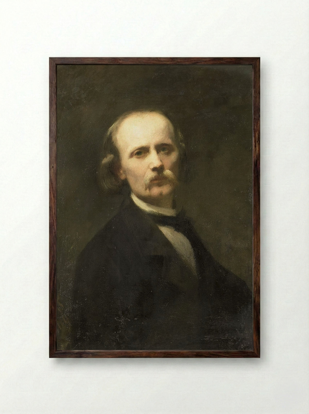 Self-Portrait - Johann Georg Schwartze - Framed Print Dark Wood