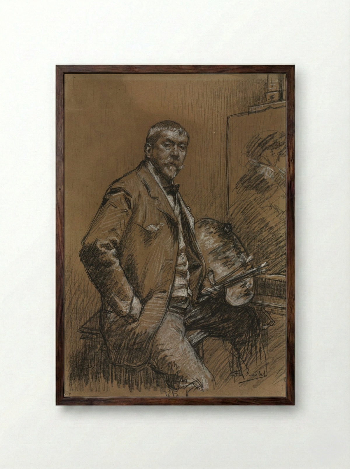Self-Portrait - Ferdinand Roybet - Framed Print Dark Wood