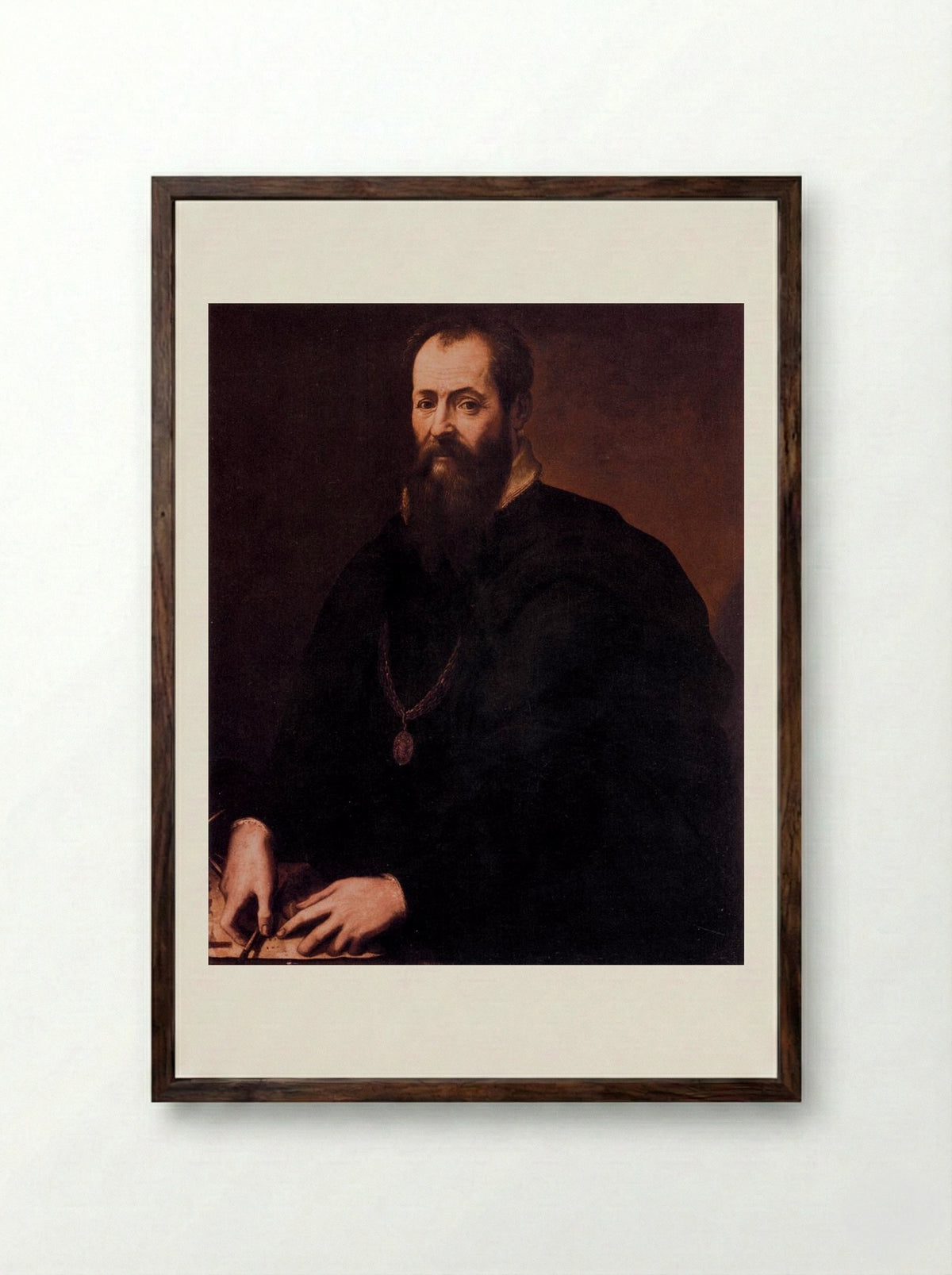 Self Portrait - Giorgio Vasari - Framed Print Dark Wood