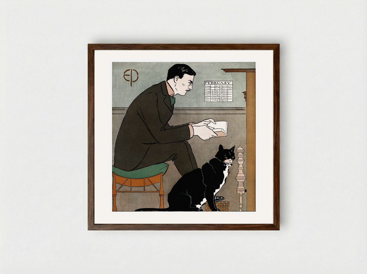 Self-Portrait - Edward Penfield - Framed Print Dark Wood