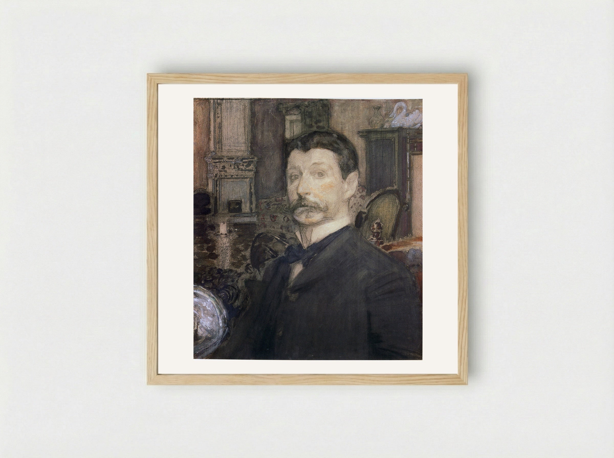 Self Portrait - Mikhail Vrubel - Framed Print Wood
