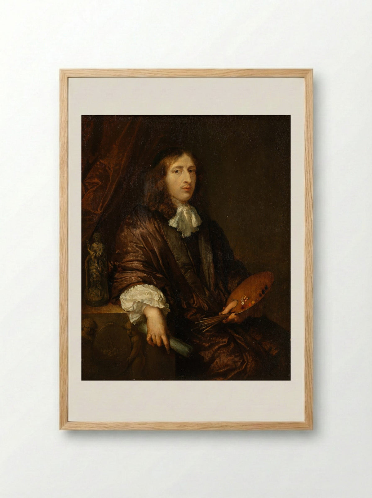 Self-Portrait - Caspar Netscher - Framed Print Wood