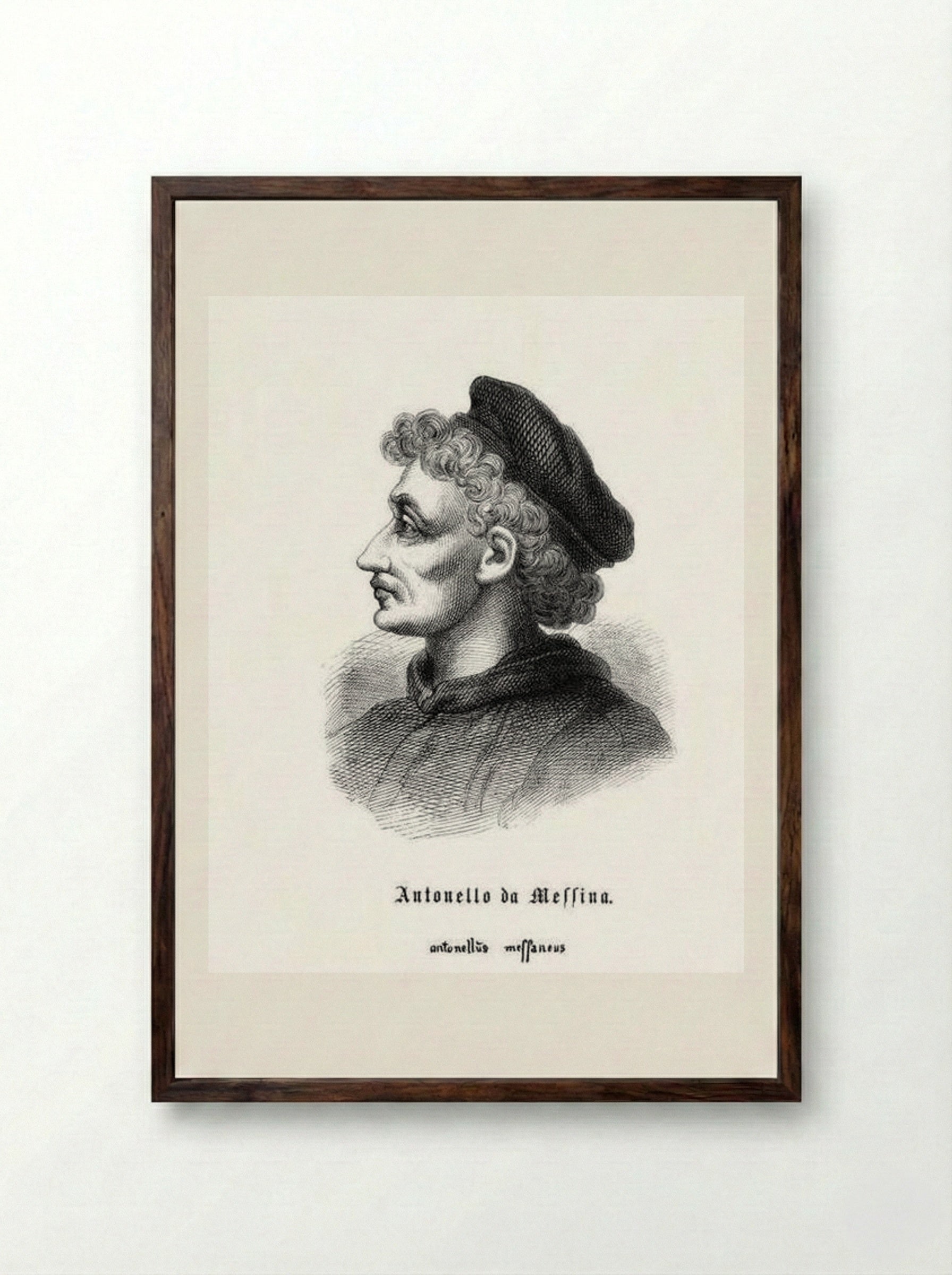 Self-portrait (Antonello da Messina) - Antonello da Messina - Framed Print Dark Wood