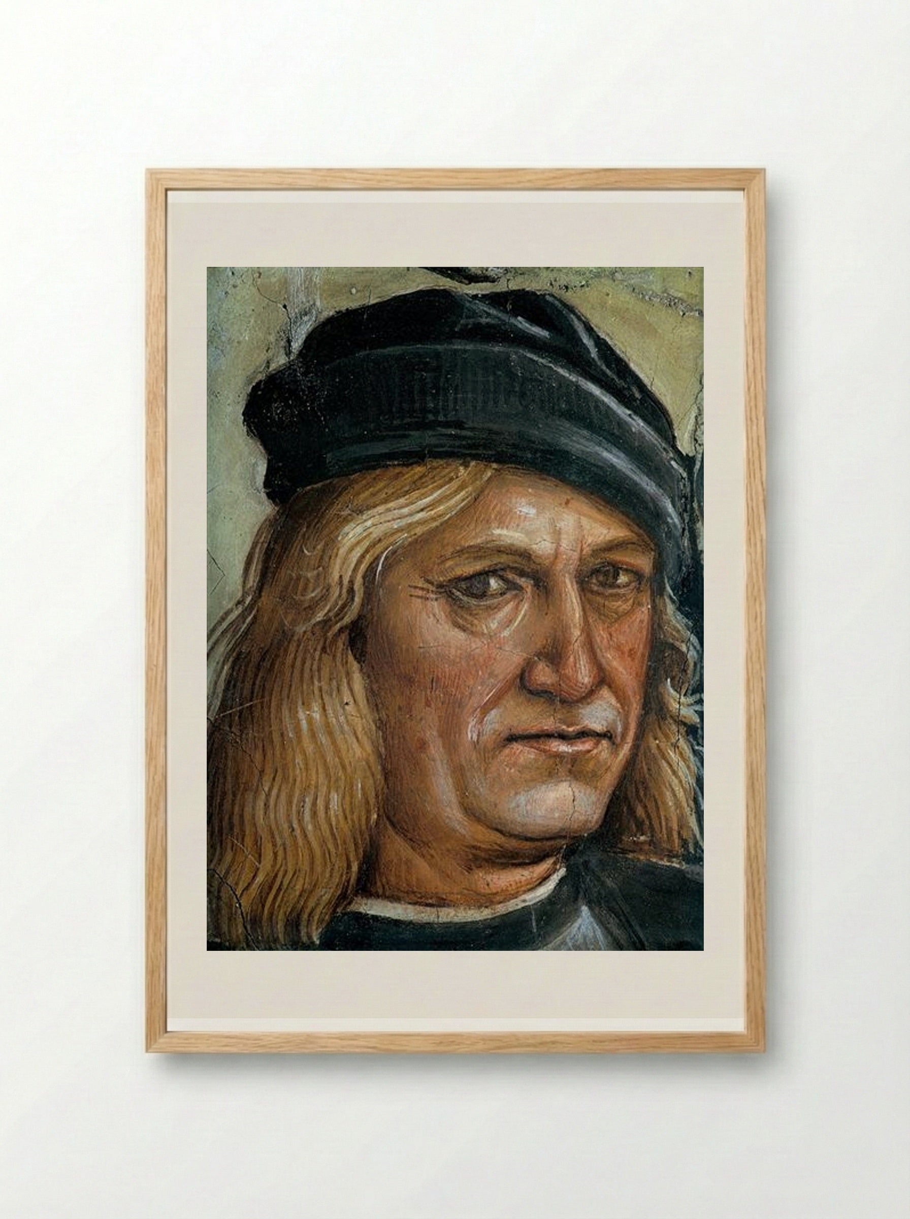 Self-portrait (detail from The Preaching and Acts of the Antichrist) - Luca Signorelli - Framed Print Wood