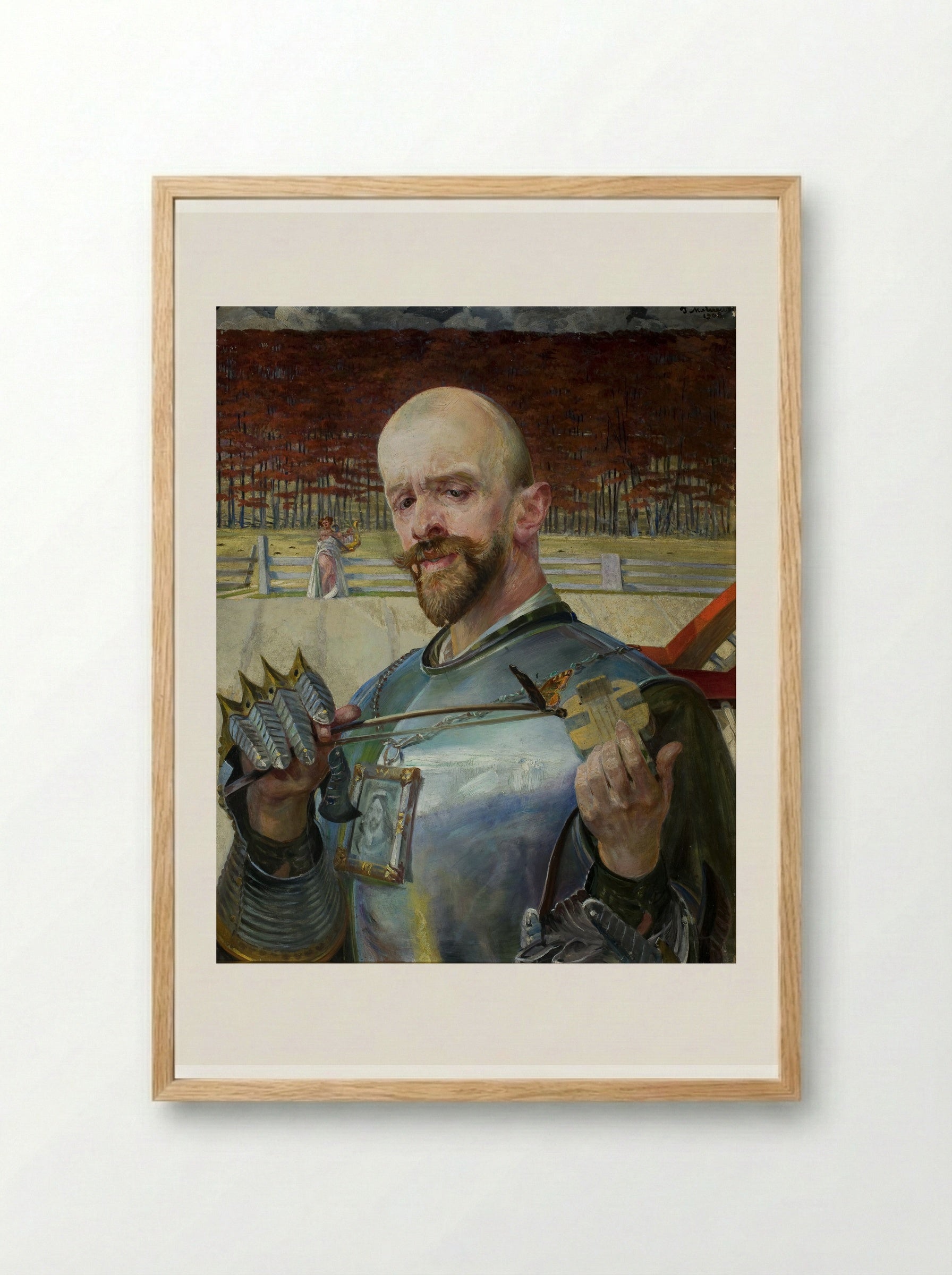 Self-portrait in Armour - Jacek Malczewski - Framed Print Wood