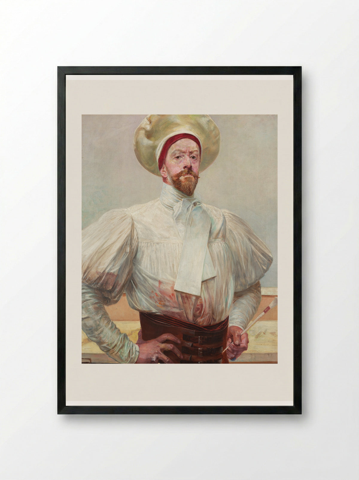 Self-portrait in White Dress - Jacek Malczewski - Framed Print Black