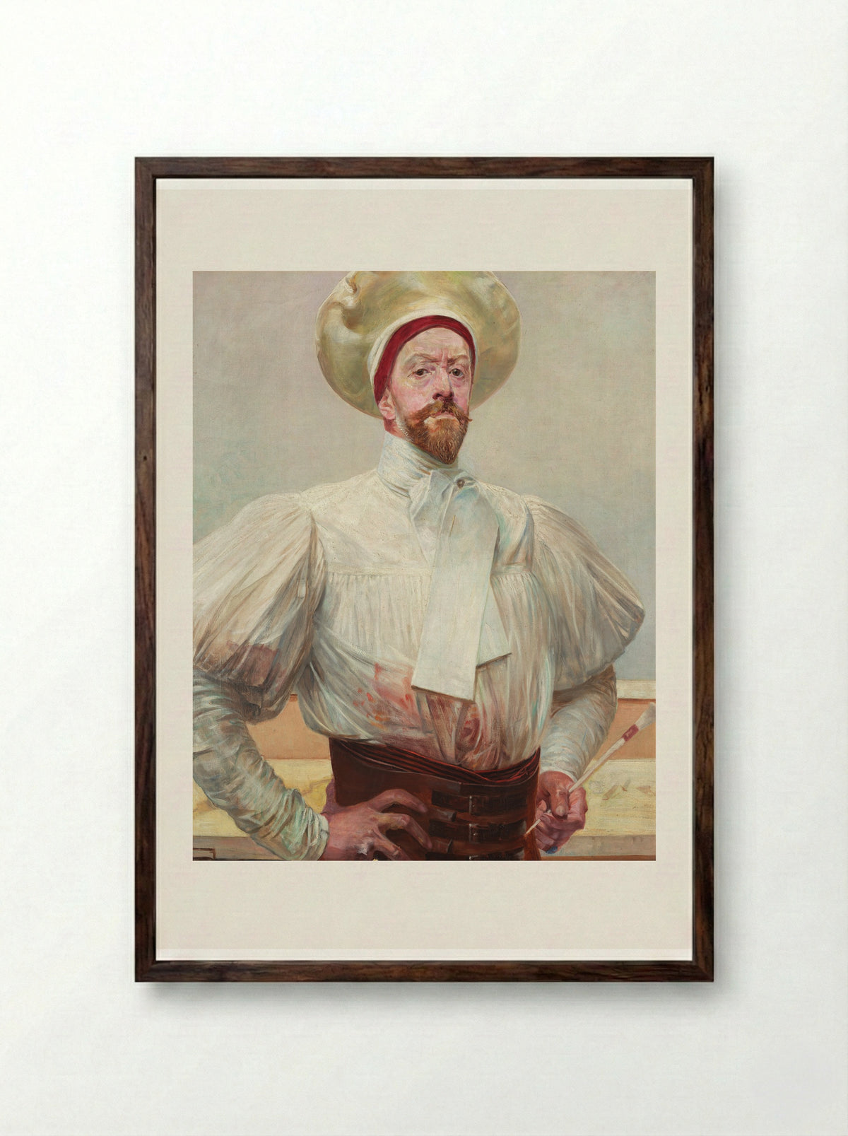 Self-portrait in White Dress - Jacek Malczewski - Framed Print Dark Wood