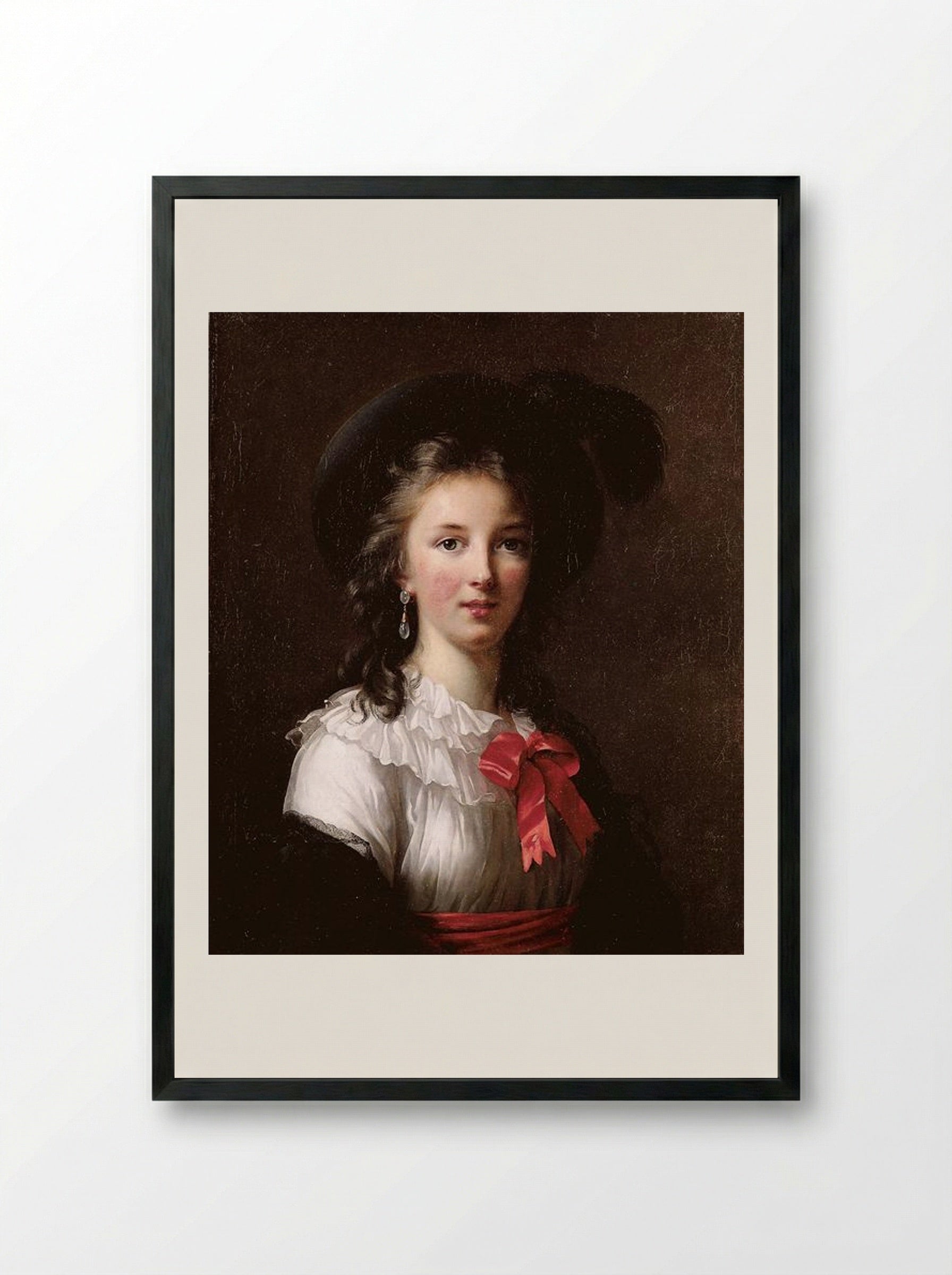 Self-portrait in a Straw Hat - Louise Elisabeth Vigée Le Brun - Framed Print Black