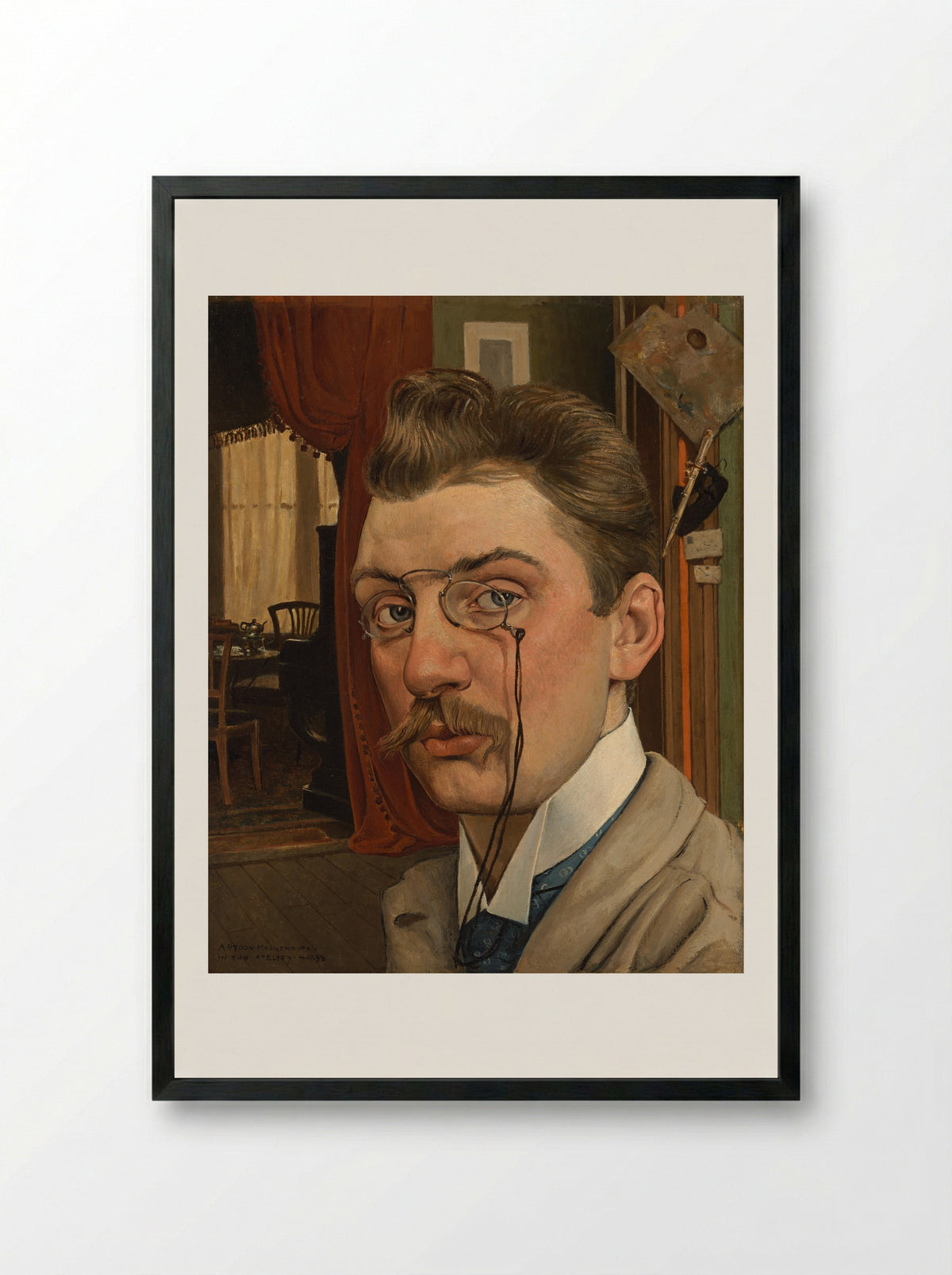 Self-portrait in his Studio - Antoon Molkenboer - Framed Print Black