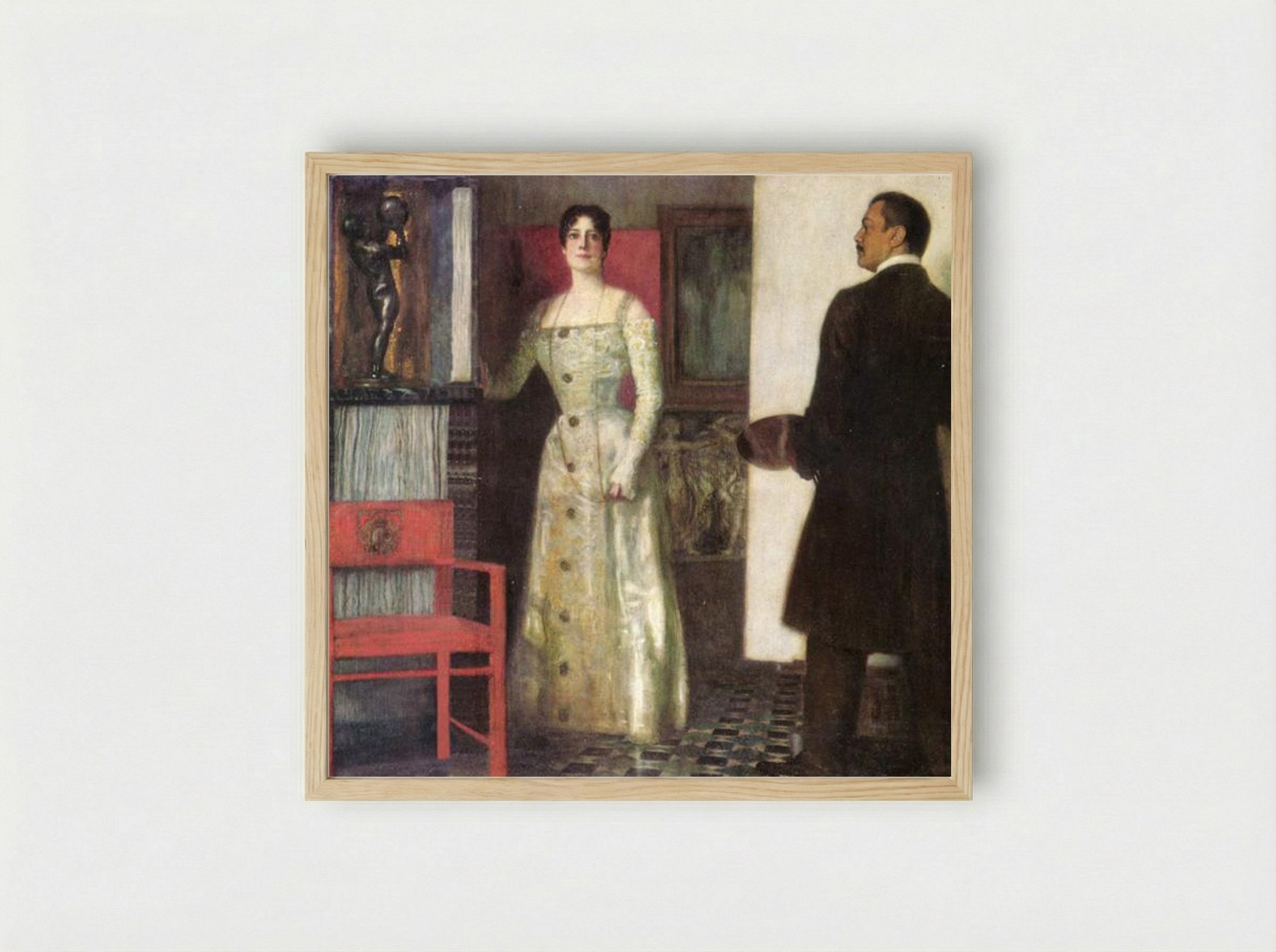 Self-portrait of the painter and his wife in the studio - Franz von Stuck - Framed Print Wood
