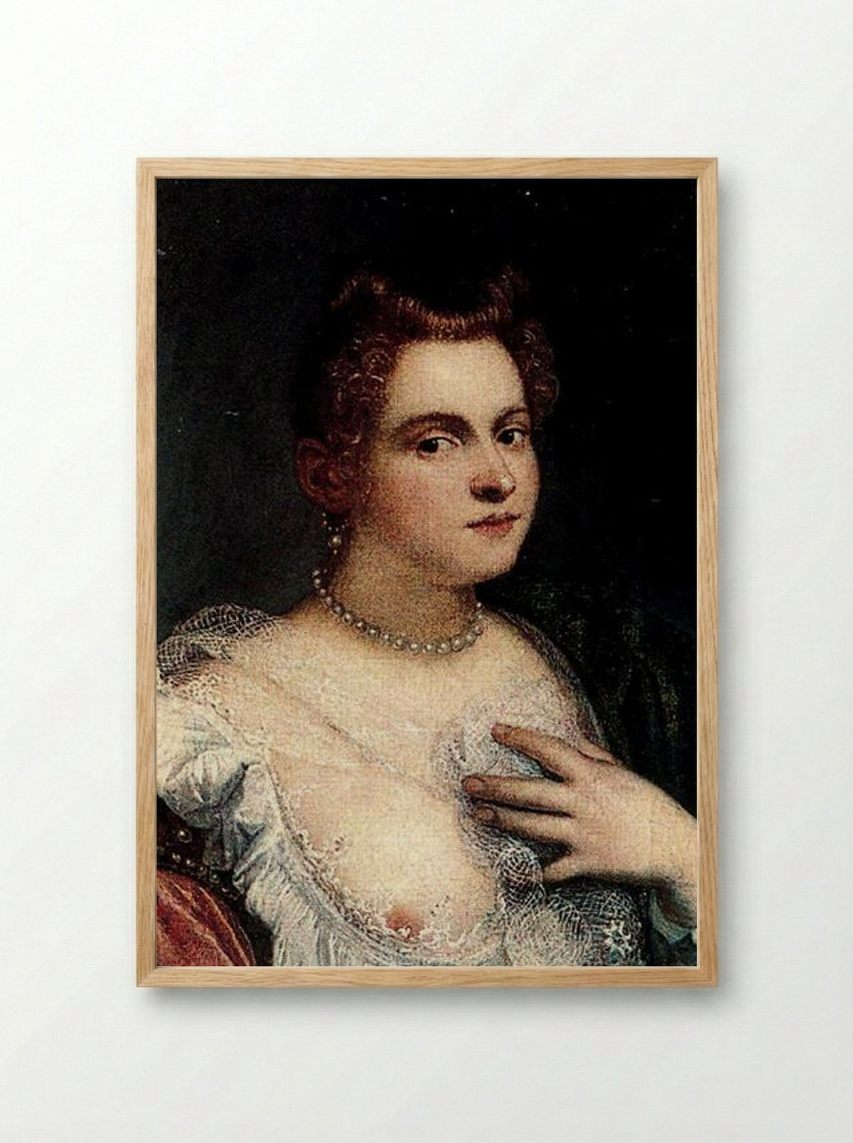 Self-portrait (or Venetian Woman) - Marietta Robusti - Framed Print Wood