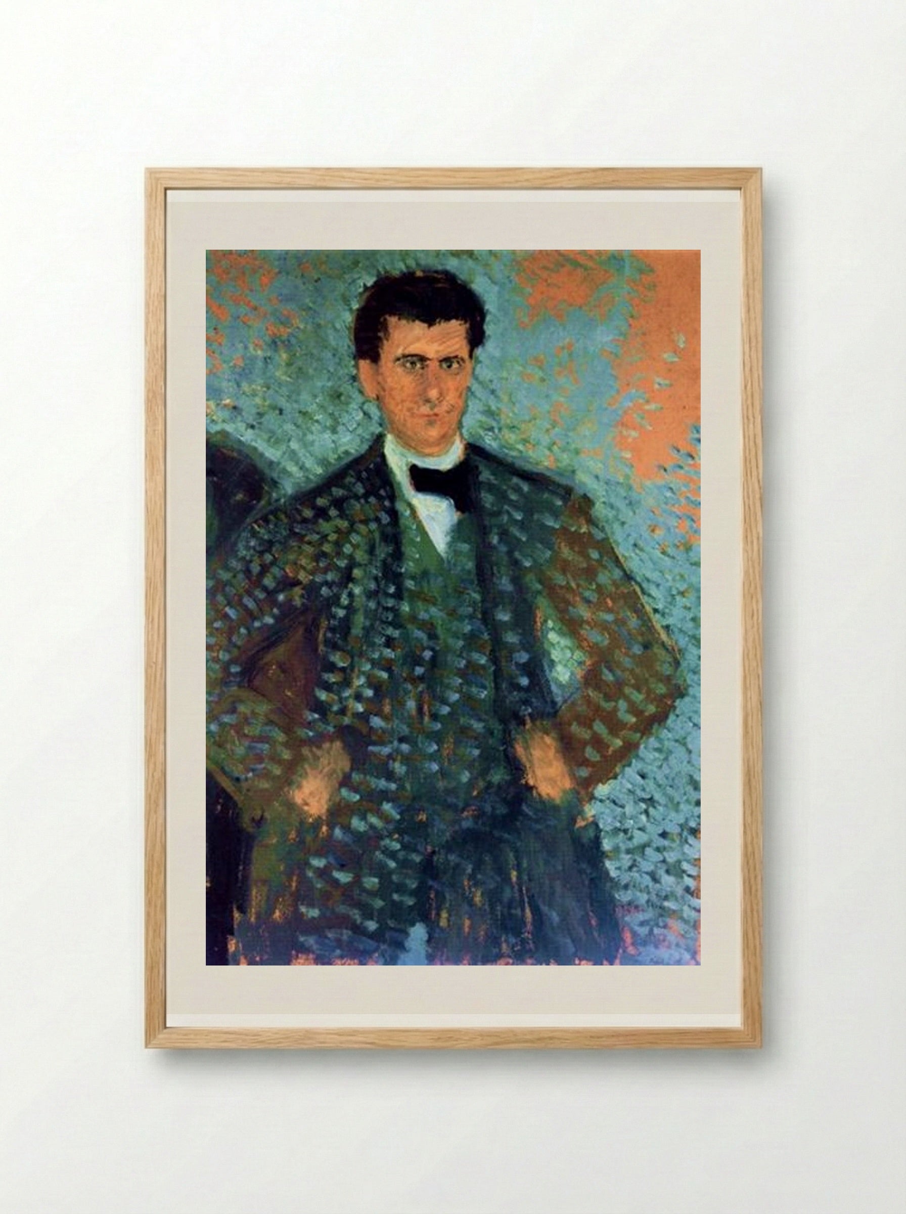 Self-portrait with Blue Spotted Background - Richard Gerstl - Framed Print Wood