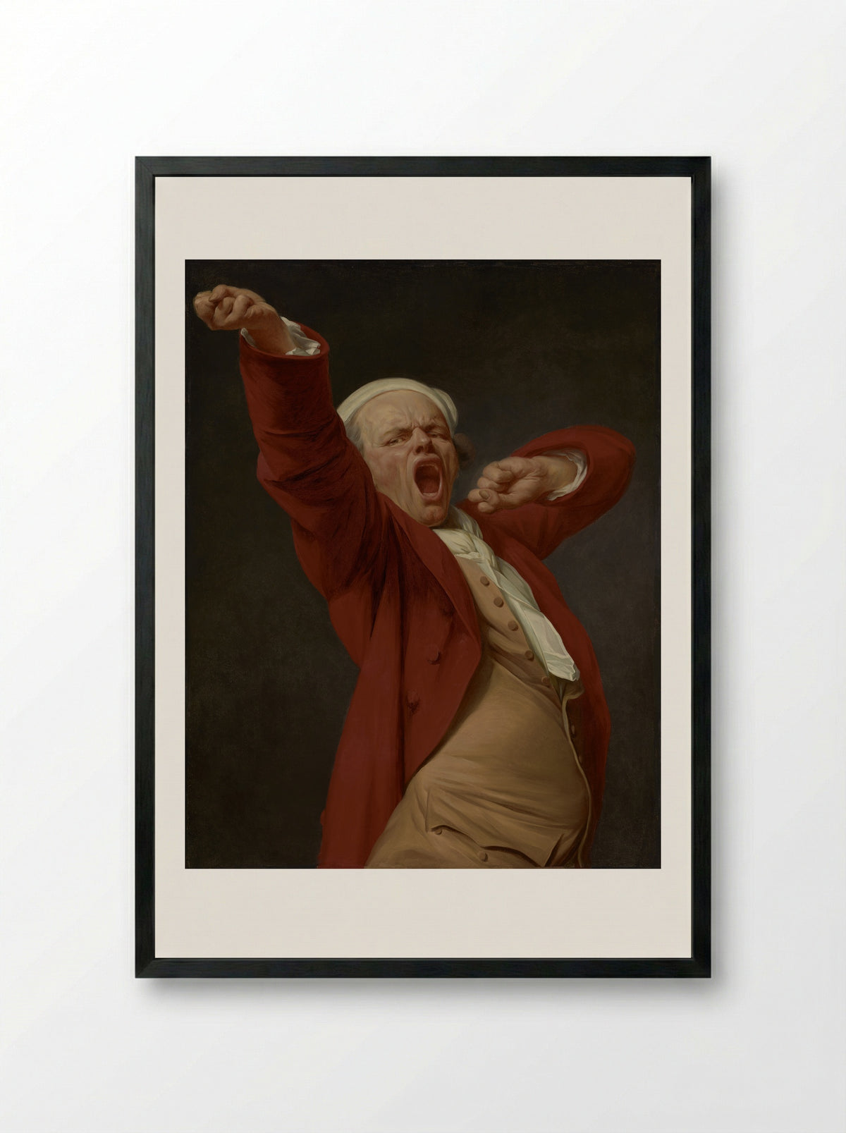 Self-portrait, yawning - Joseph Ducreux - Framed Print Black