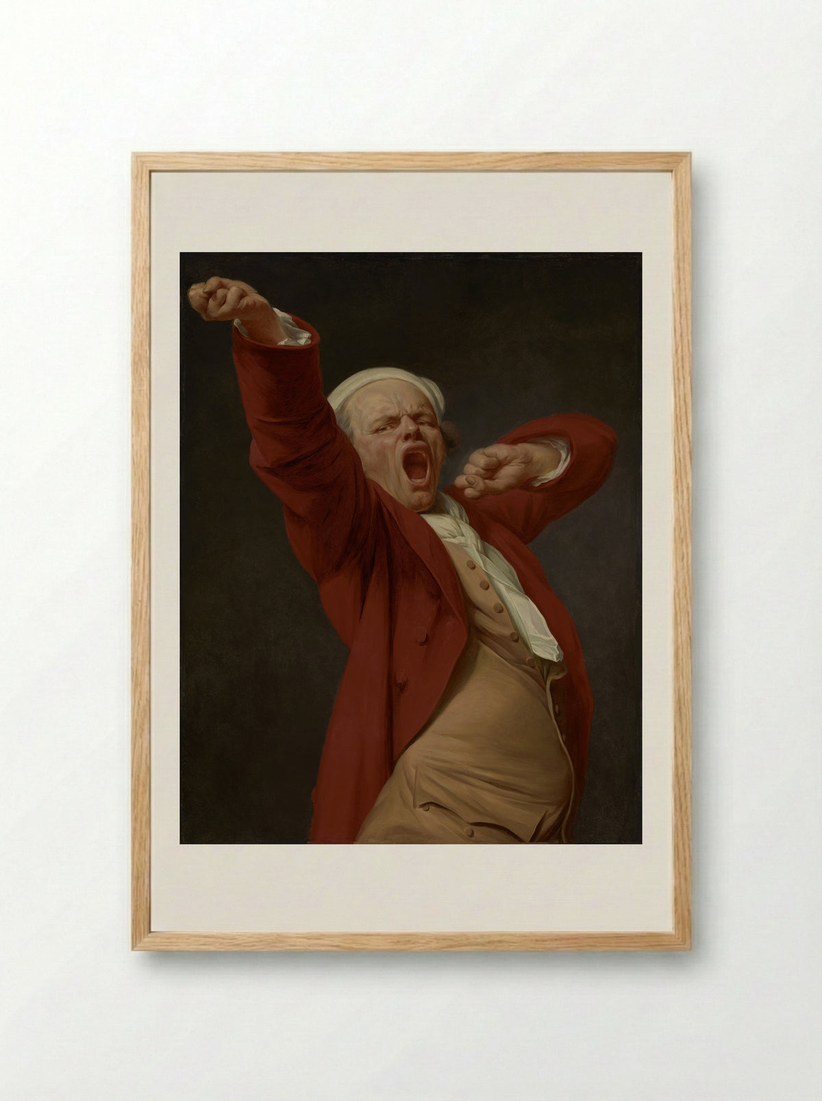 Self-portrait, yawning - Joseph Ducreux - Framed Print Wood