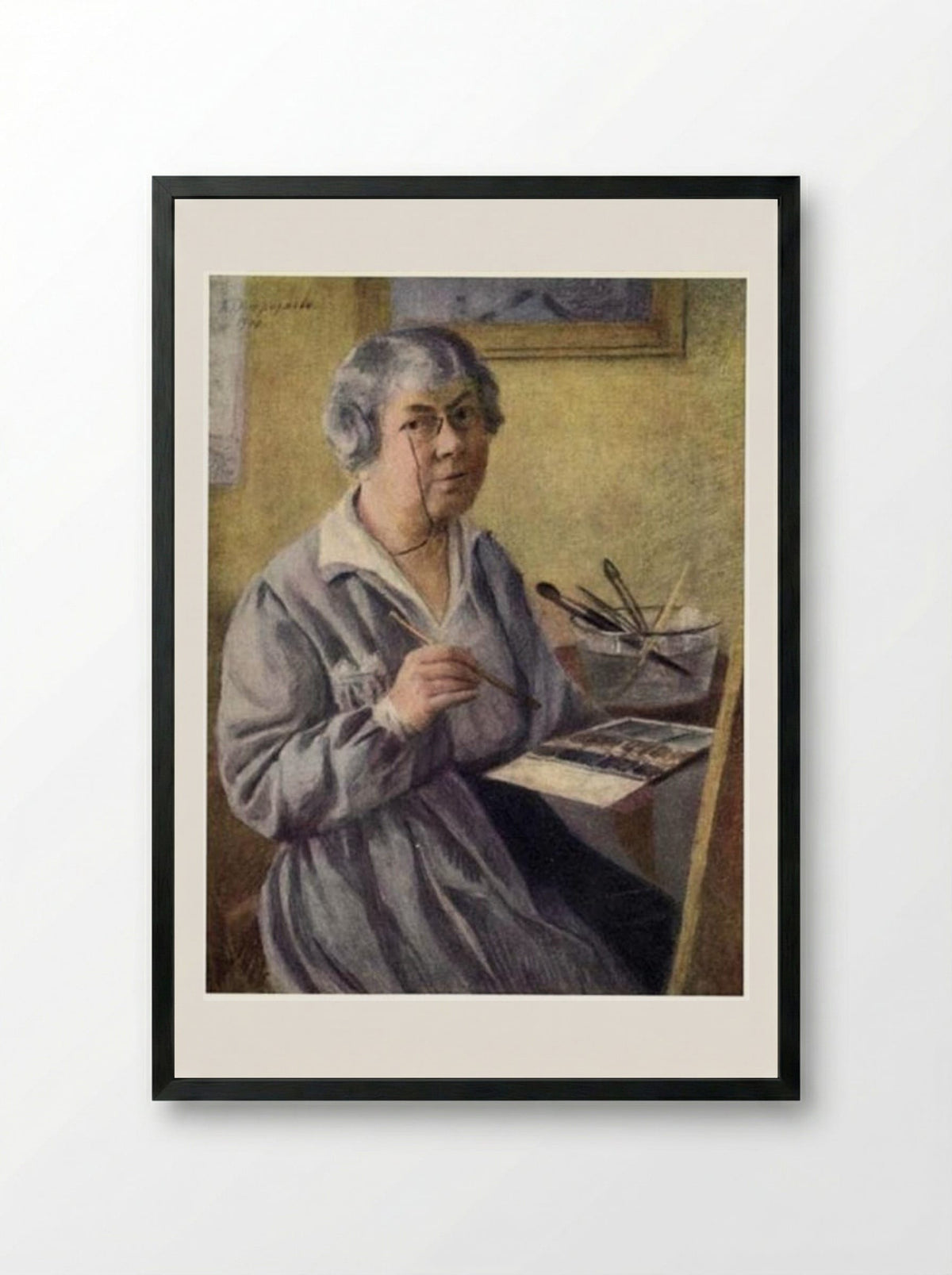 Self-portrait - Anna Ostroumova-Lebedeva - Framed Print Black