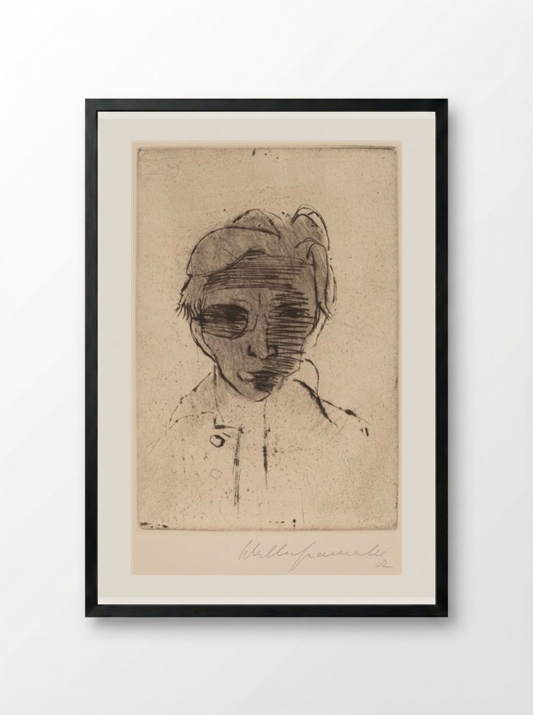 Self-portrait - Walter Gramatté - Framed Print Black